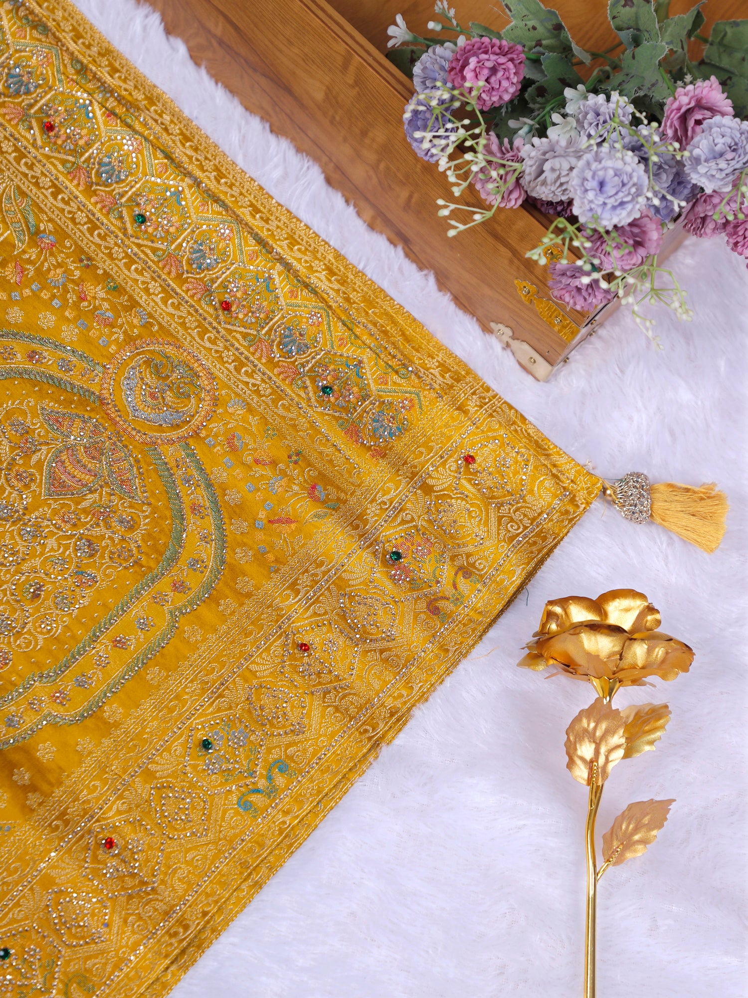 Red-Yellow Surya Jyoti Silk-Mousse Saree