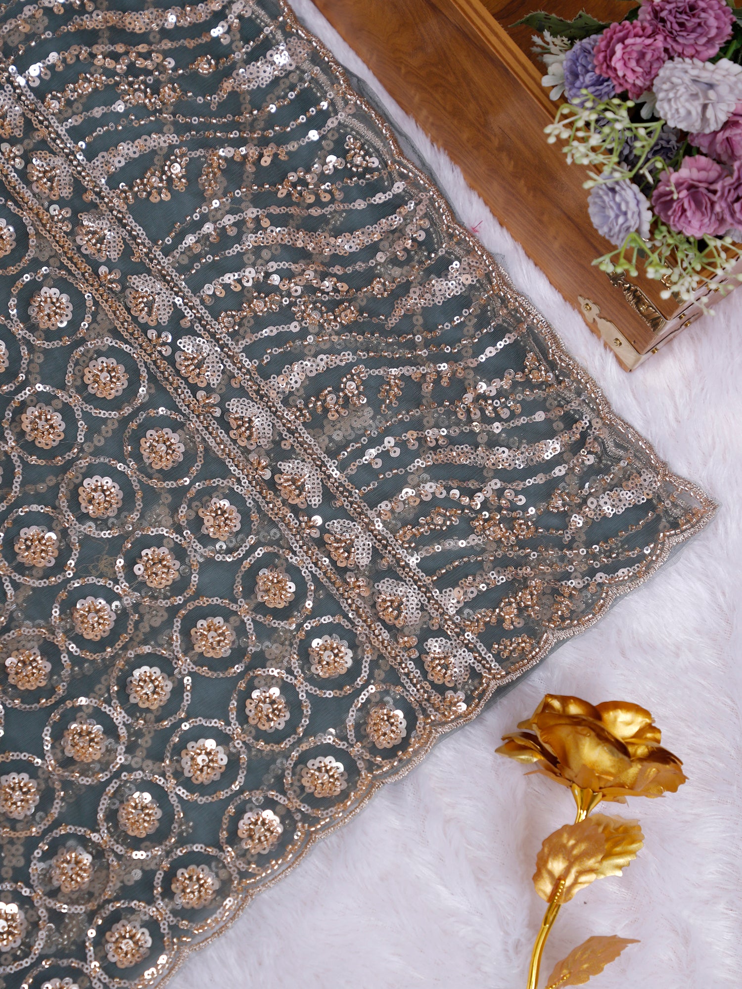 Velvet Aura Net Sequin Partywear Saree - 4 Stunning Color Options