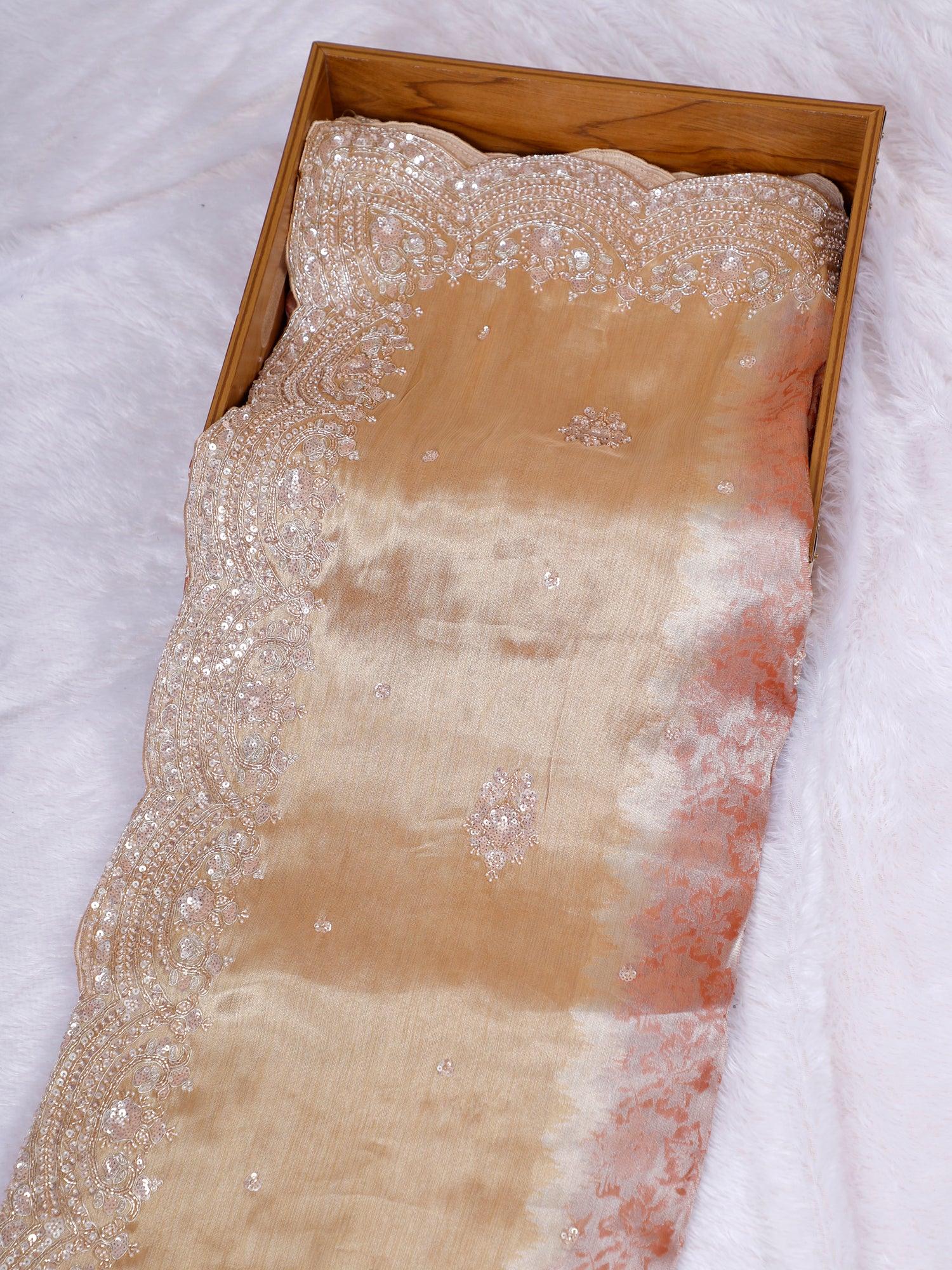 Royal Noor Shimmer Silk Saree Handcrafted Zardosi Sequins Elegance-5 Regal Shades Edition