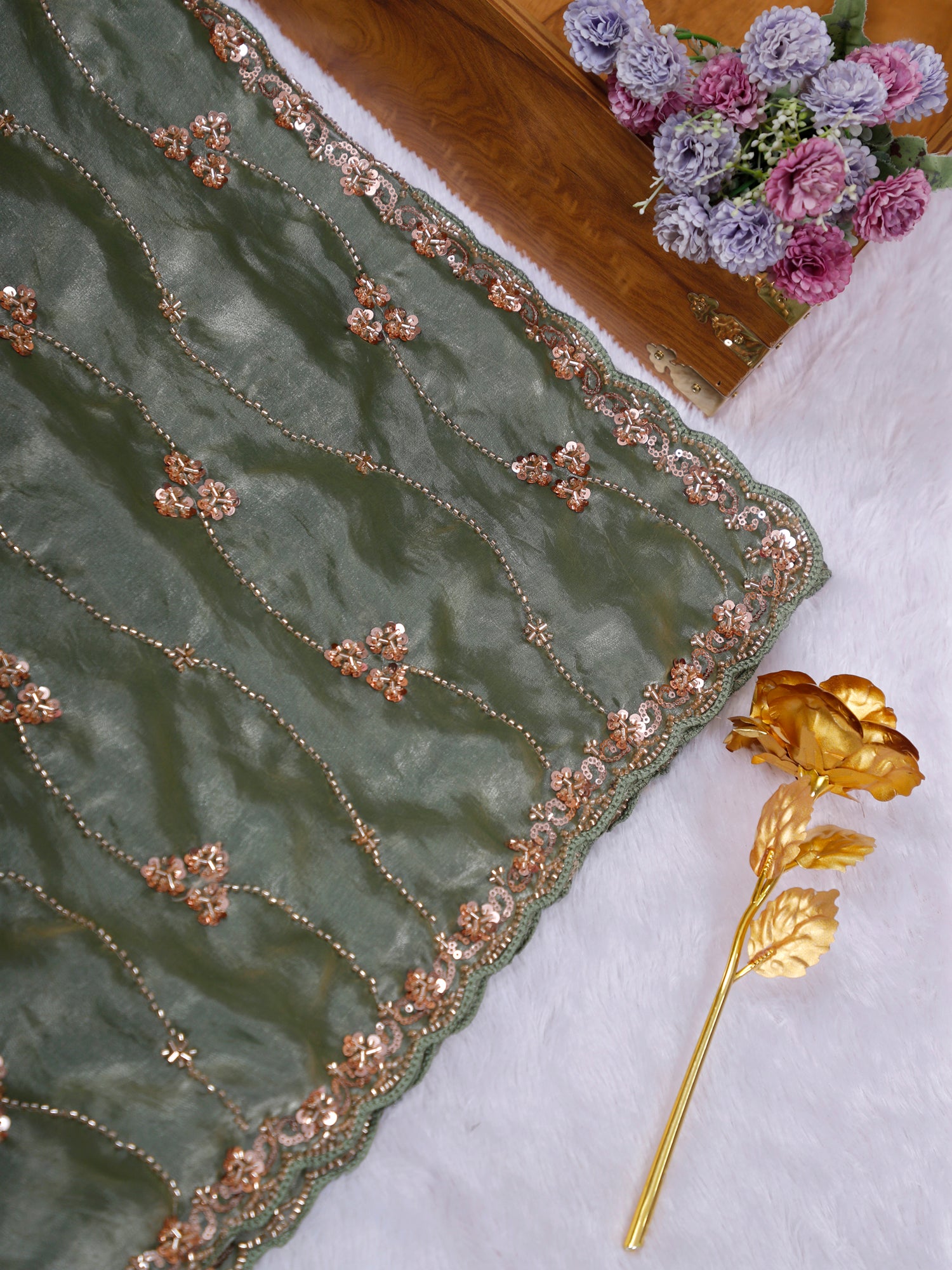 Zivara Radiant Drape Beads Sequins Saree -  5 Stunning Colors