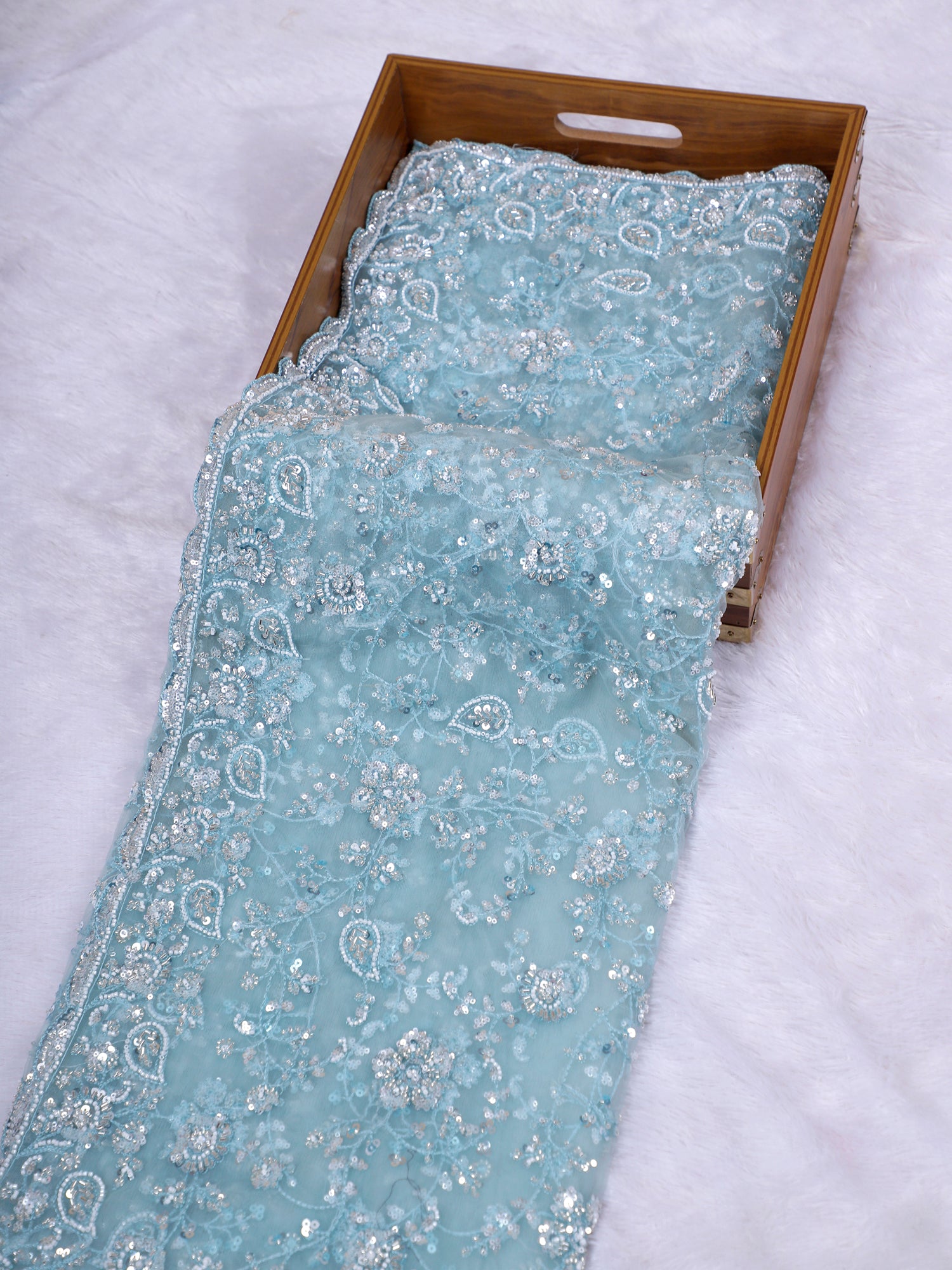 Noor-E-Safa Elegant Net Saree With Beads Moti Work - 3 Colors