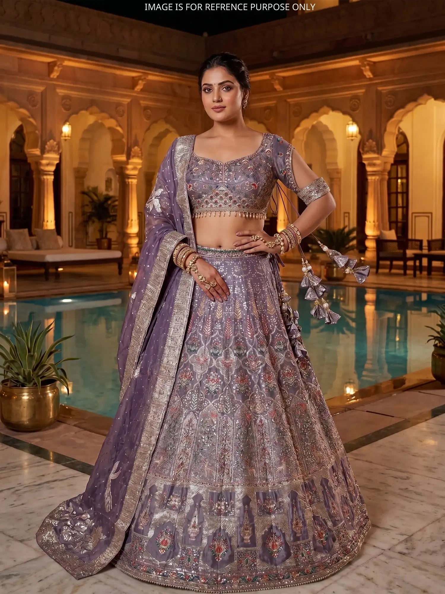 Magnificent Purple Banarasi Silk Lehenga With Couture Artisan Work