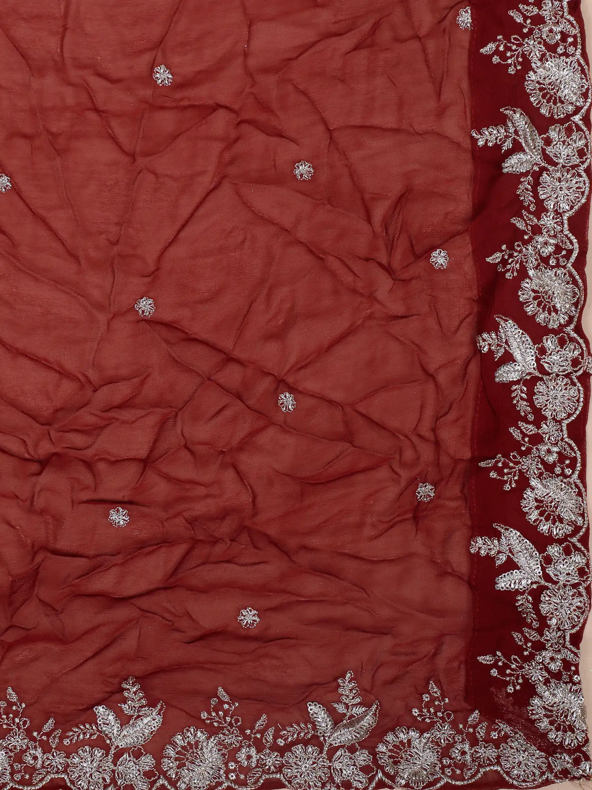 Luxury Maroon Georgette Designer Lehenga Choli With Intricate Dori Embroidery