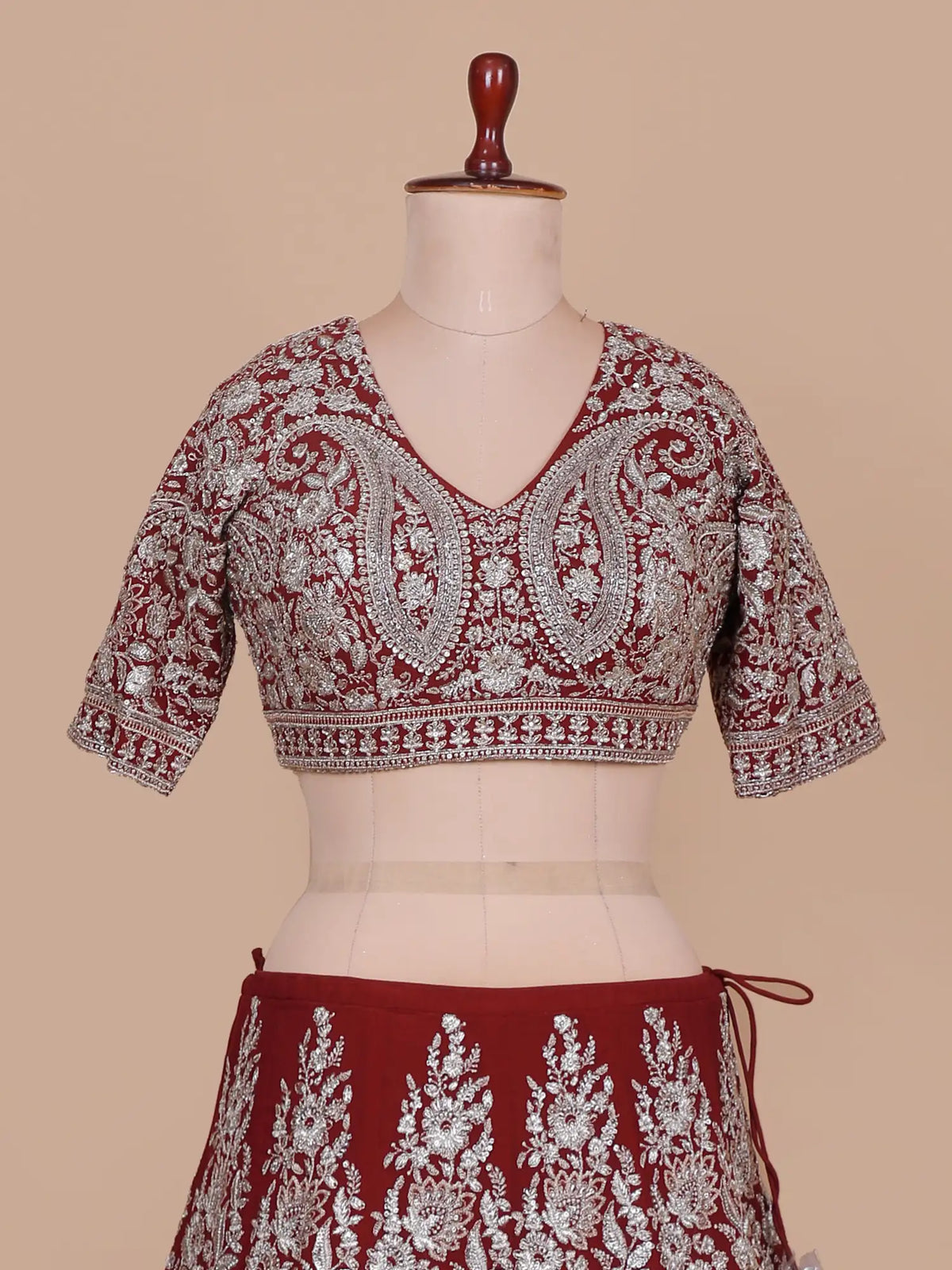 Luxury Maroon Georgette Designer Lehenga Choli With Intricate Dori Embroidery