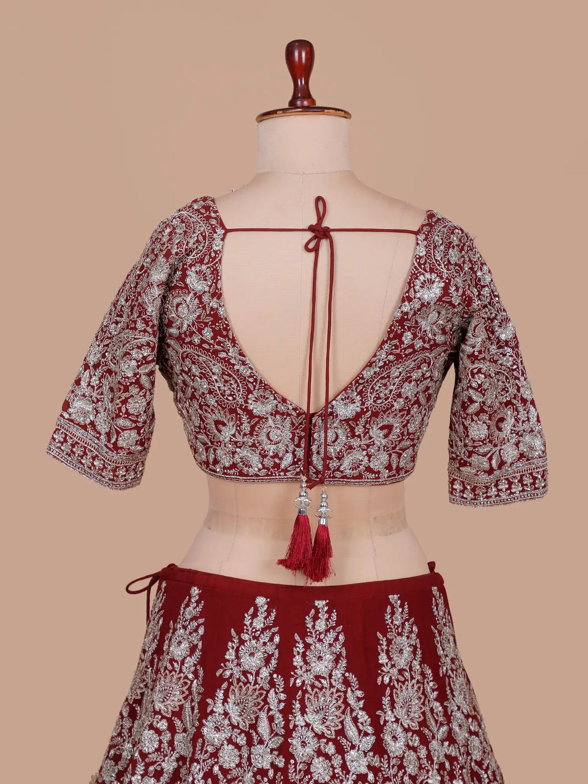 Luxury Maroon Georgette Designer Lehenga Choli With Intricate Dori Embroidery