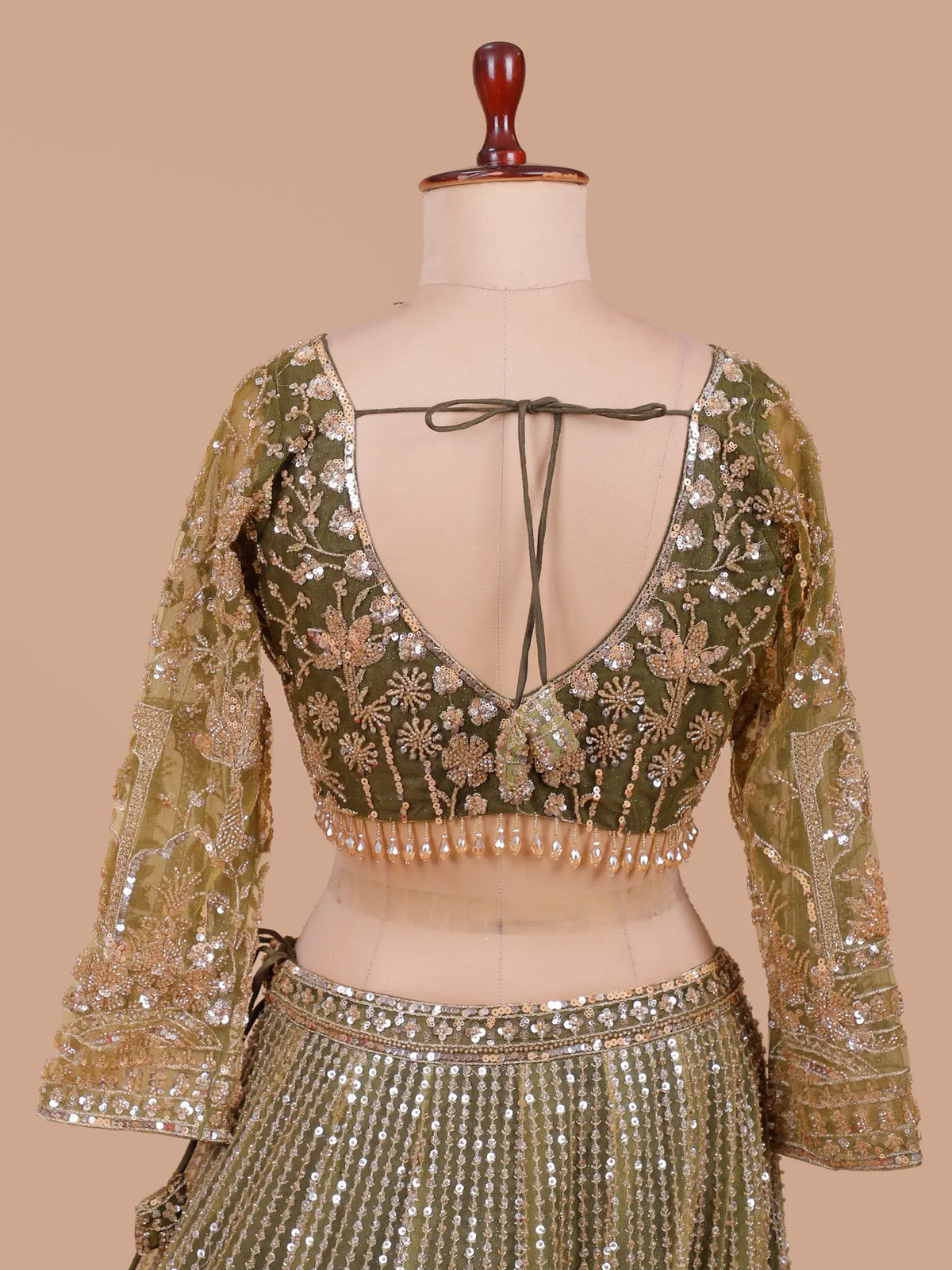 Stunning Mehendi Green Designer Lehenga with Intricate Bead Sequin Work
