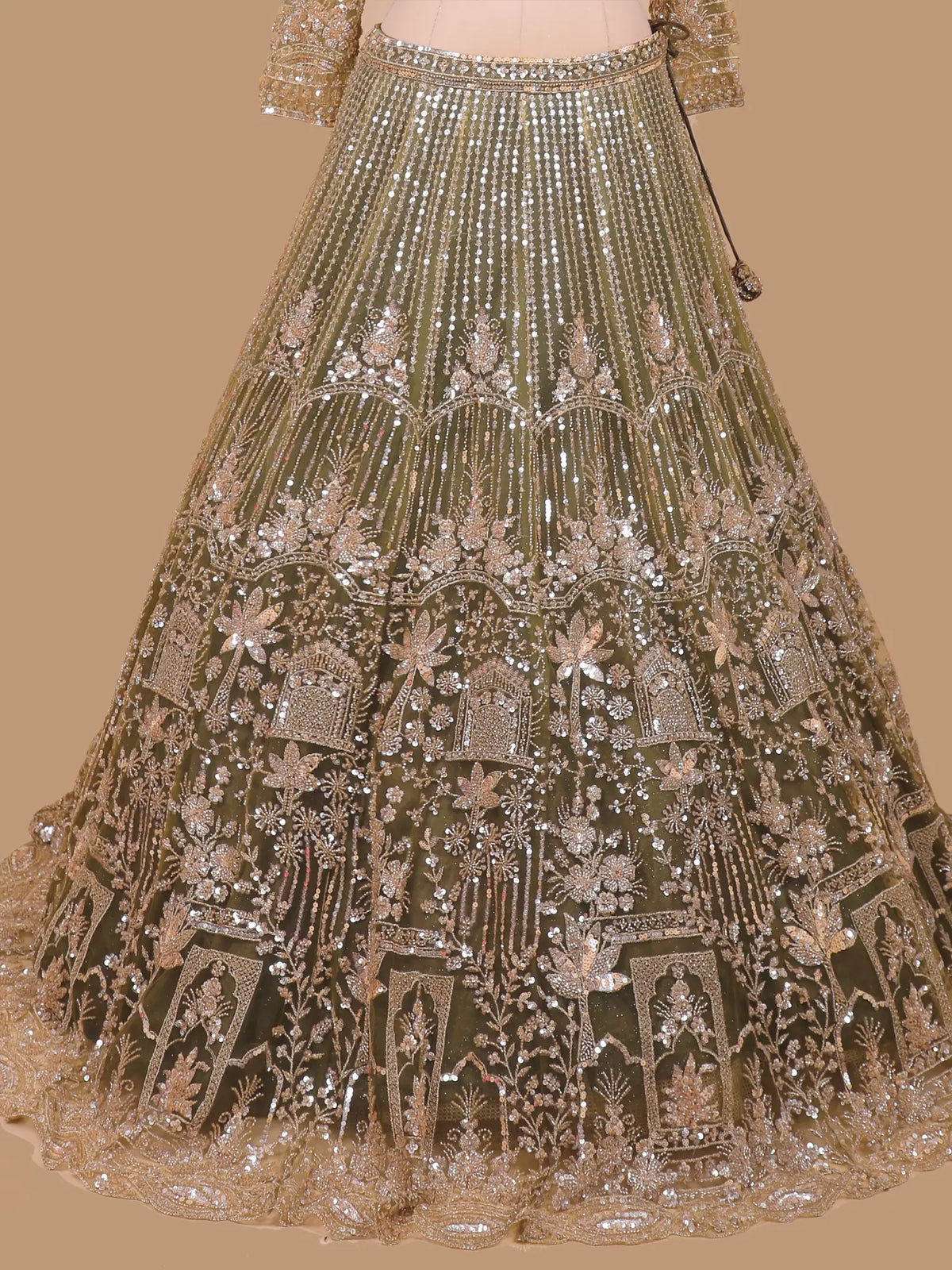 Stunning Mehendi Green Designer Lehenga with Intricate Bead Sequin Work