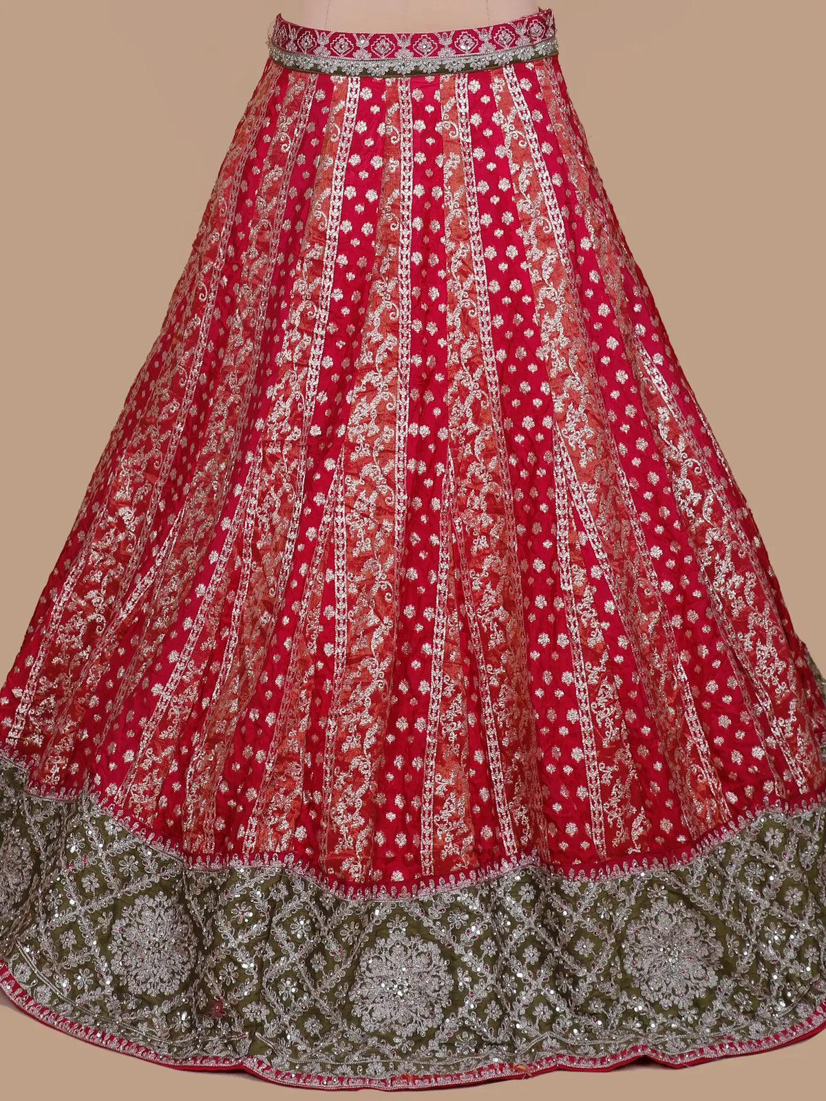 Bring Home Rani Banarasi Silk Lehenga Featuring Mirror Moti Work
