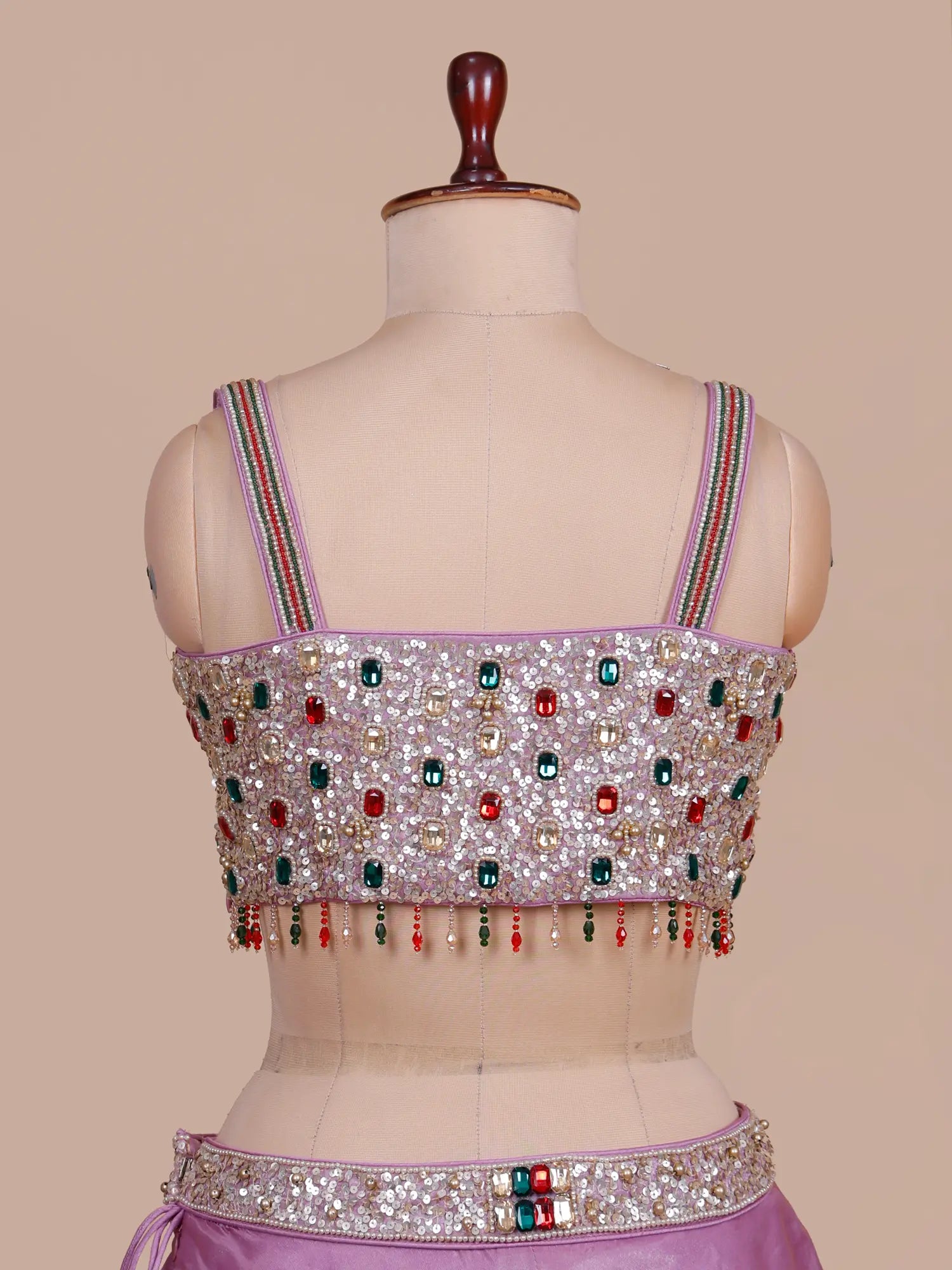 Get Modern Pink Organza Contemporary Lehenga With Chic Pearl Stone Accents