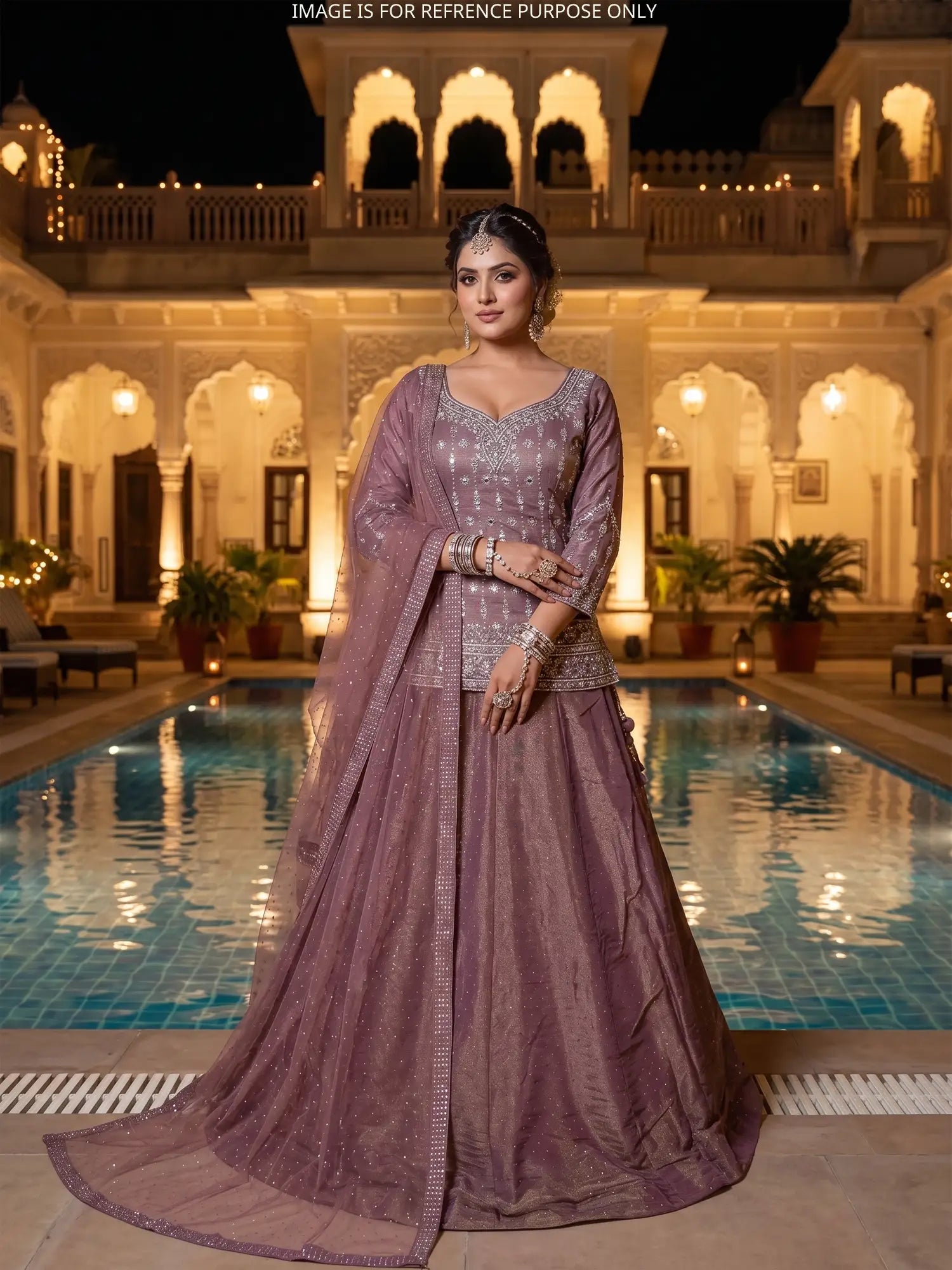 Modern Onion Pink Peplum Lehenga With Exclusive Mirror Embroidery