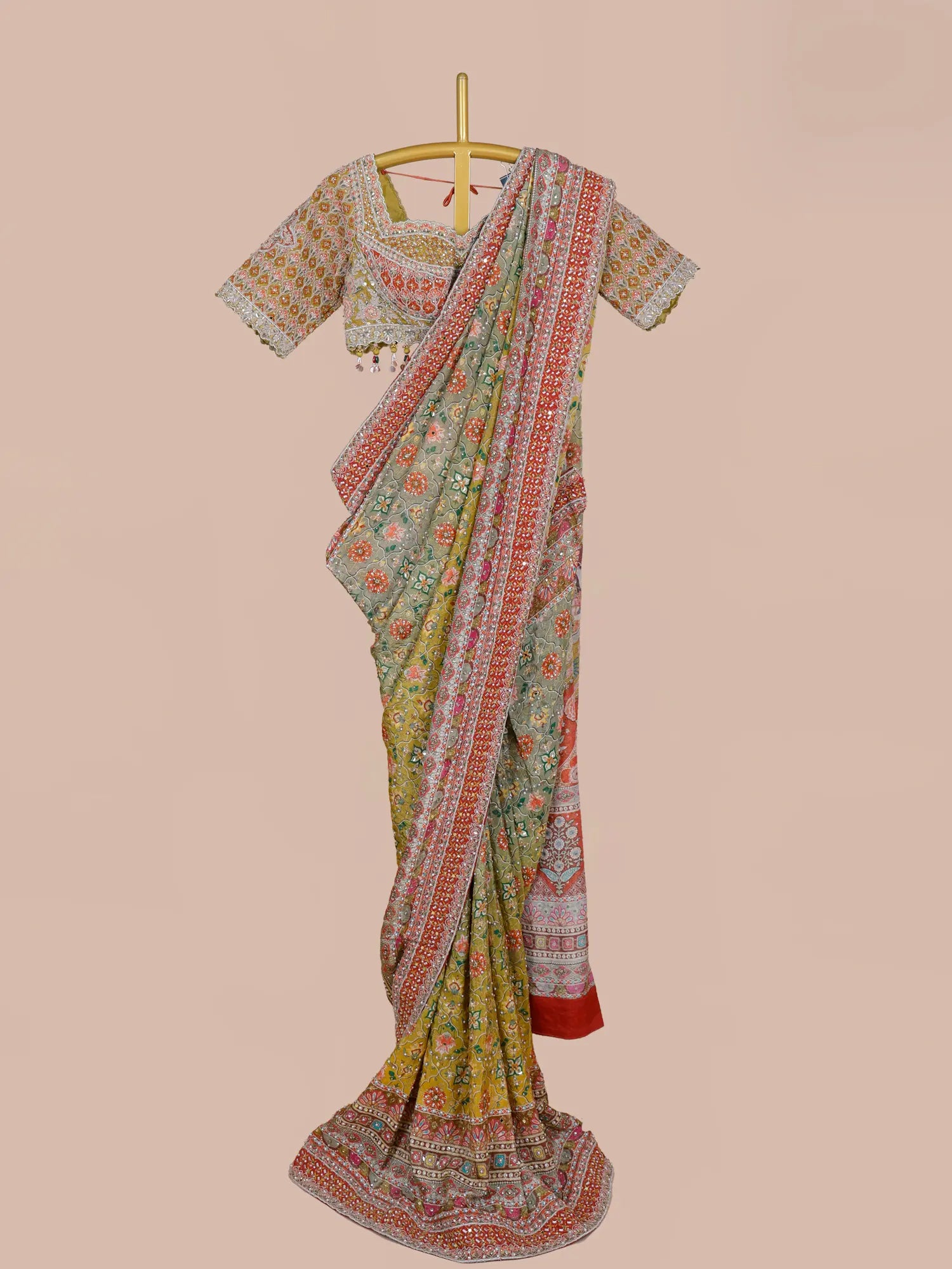 Buy Majestic Multicolor Printed Silk Saree For Grand Wedding Celebrations