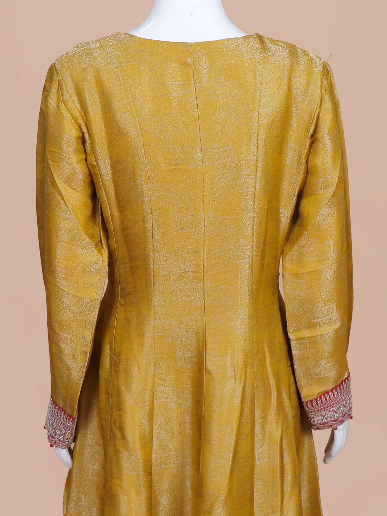 Dress Up In Mustard Yellow Banarasi Silk Anarkali Gown Featuring Sequin Work