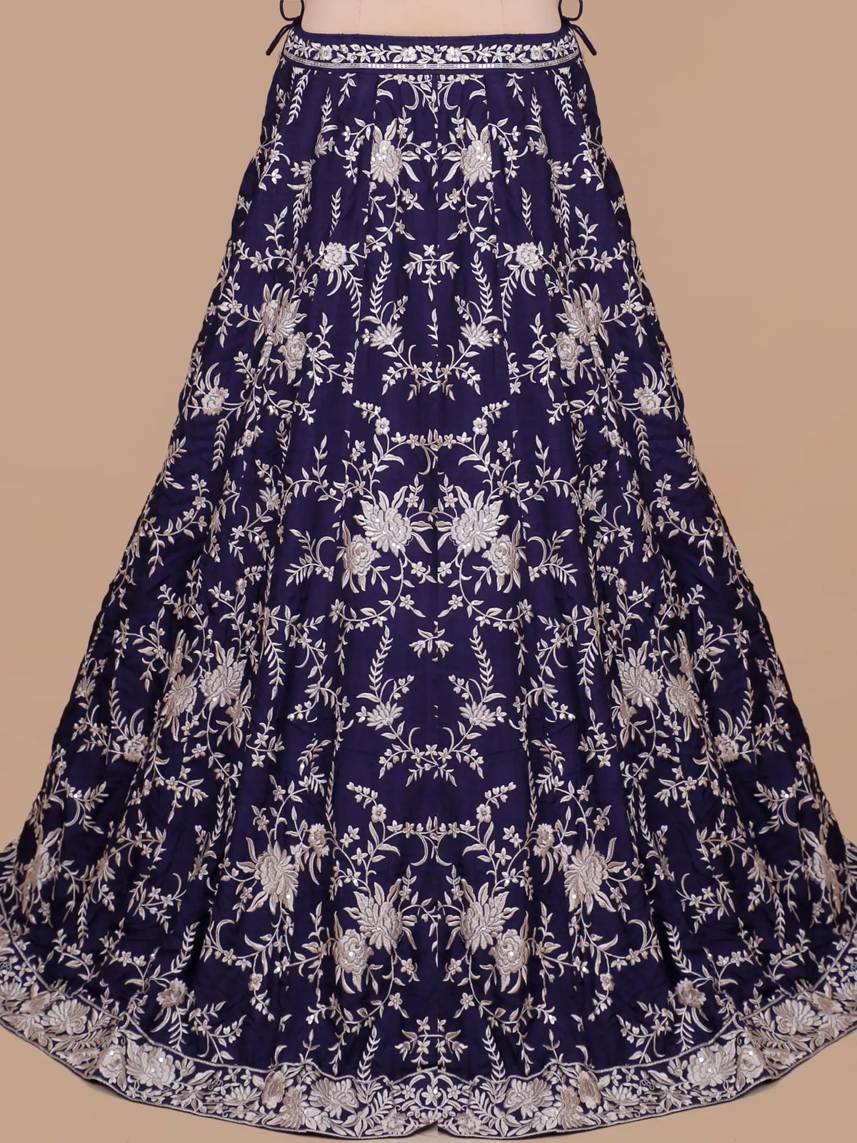 Shop Navy Blue Georgette Festive Lehenga With Thread Sequin Work