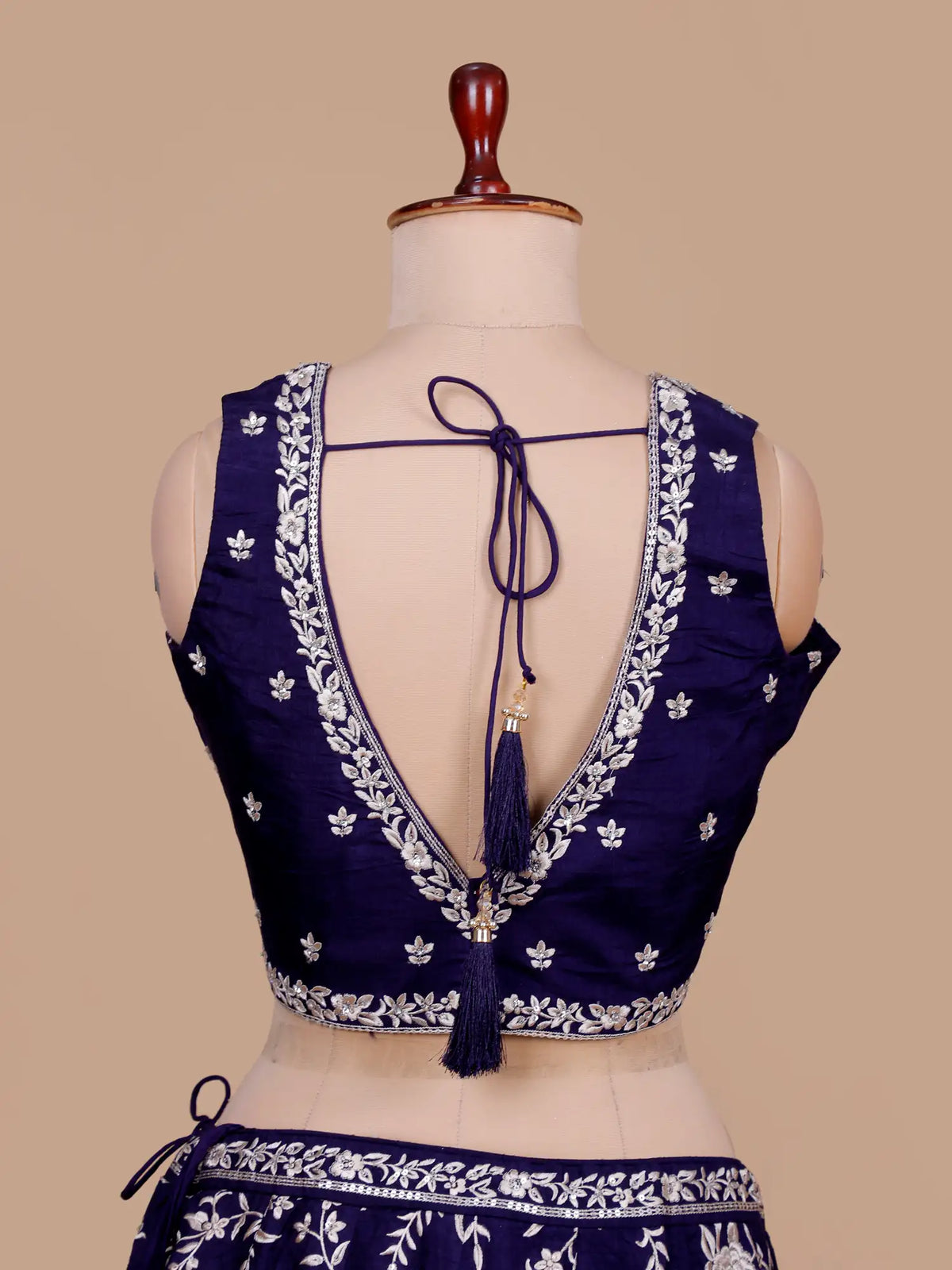 Shop Navy Blue Georgette Festive Lehenga With Thread Sequin Work