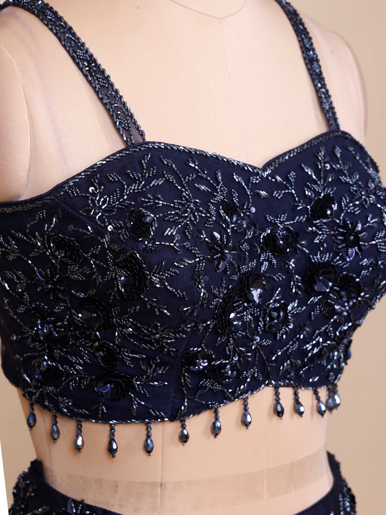 Airforce Blue Afsheen Handcrafted Indo-Western