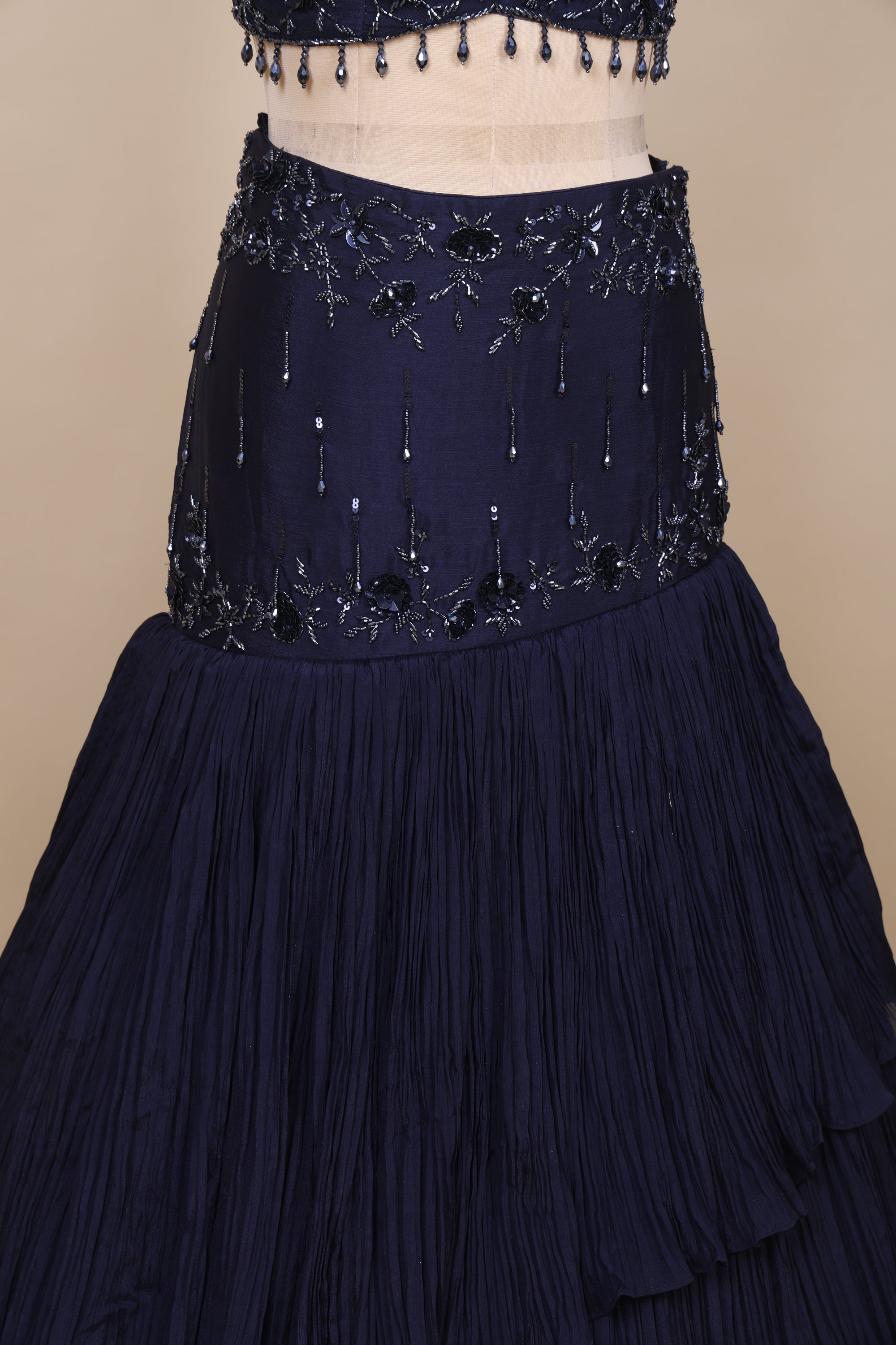 Airforce Blue Afsheen Handcrafted Indo-Western