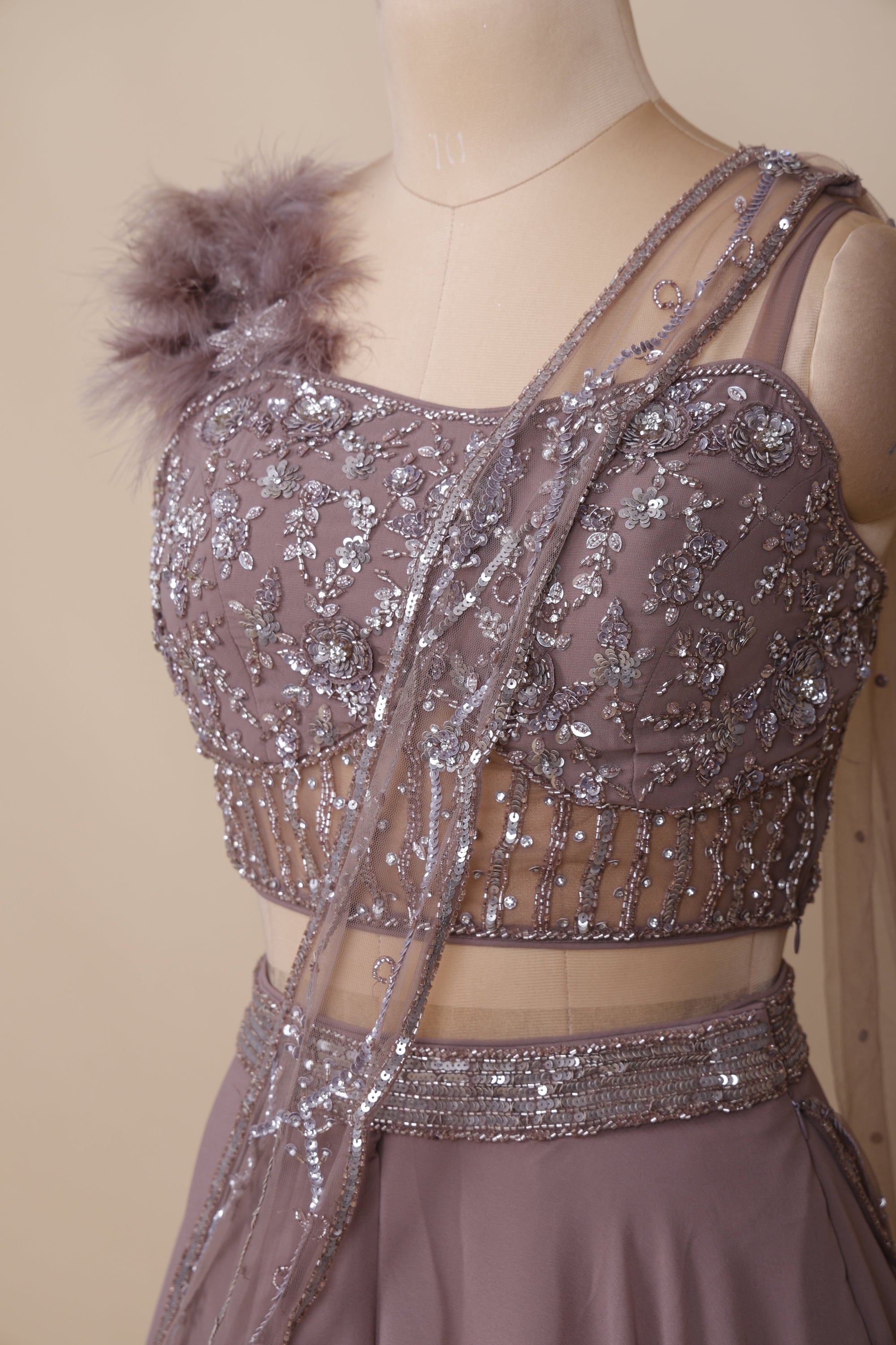 Mauve Pink Zehra Glow Georgette Fusion Wear