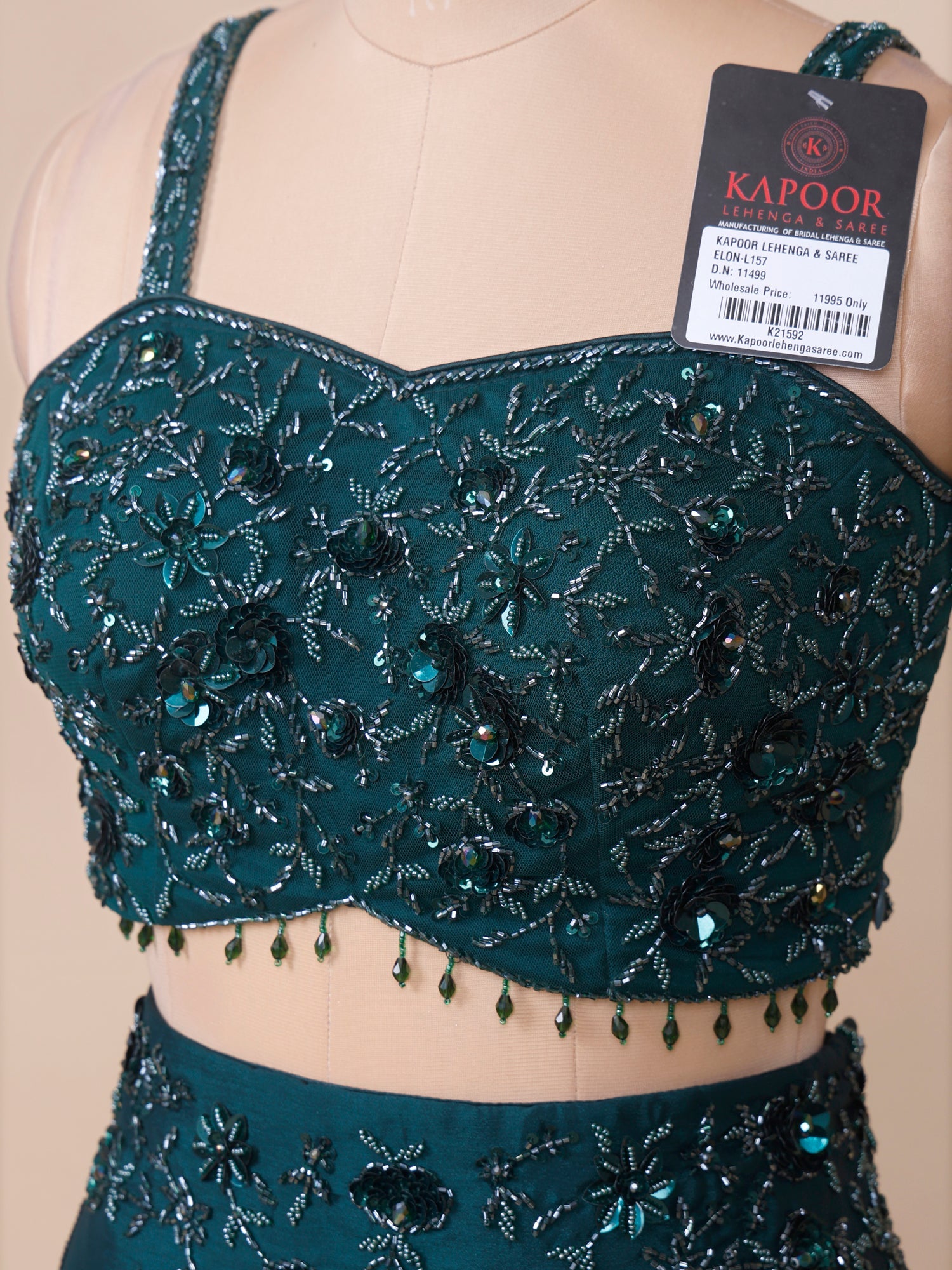 Dark Teal Sairah Veil Handcrafted Georgette Indo-Western