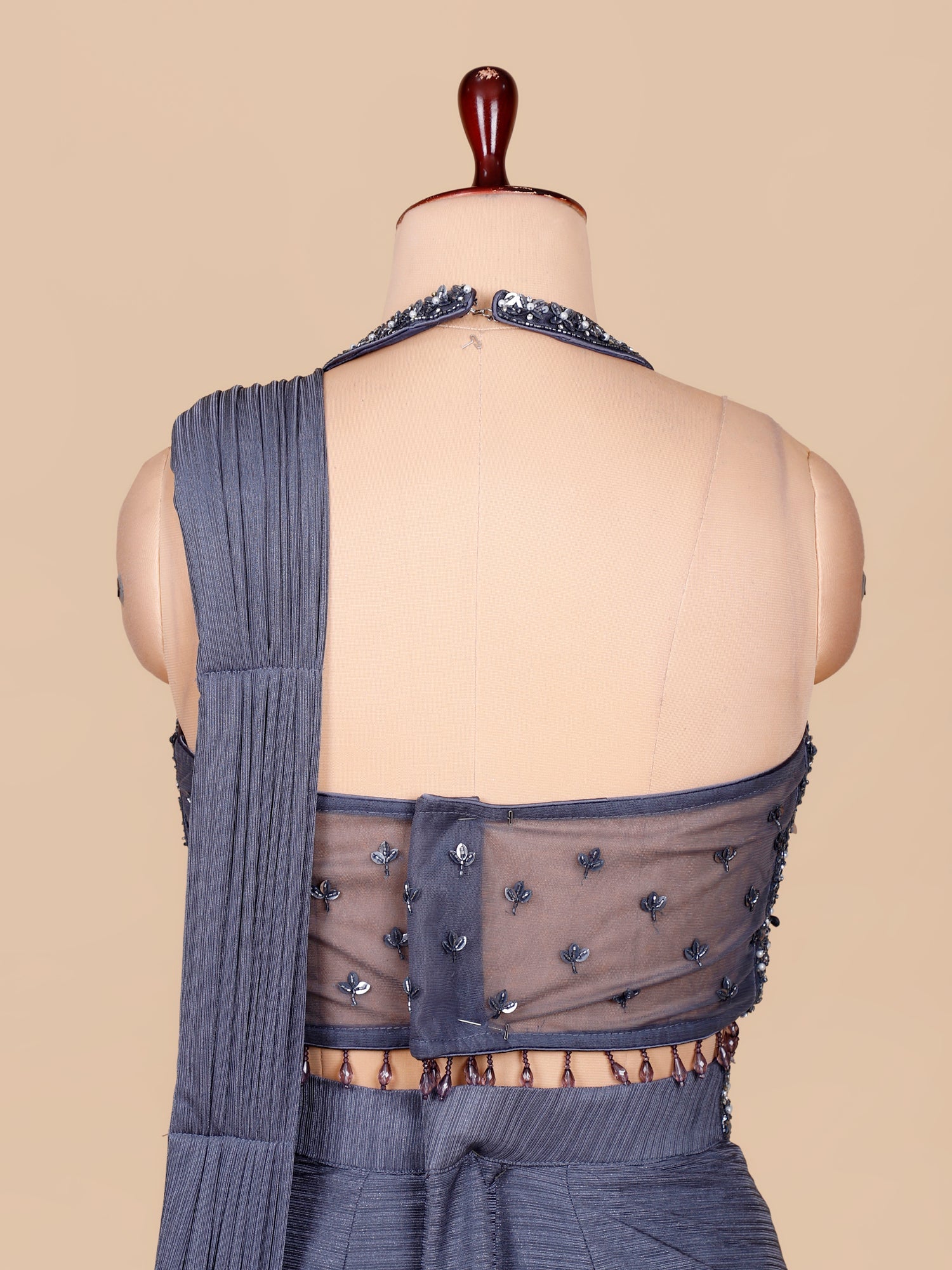 Blue Whisper Sequin Embellished Lycra Saree