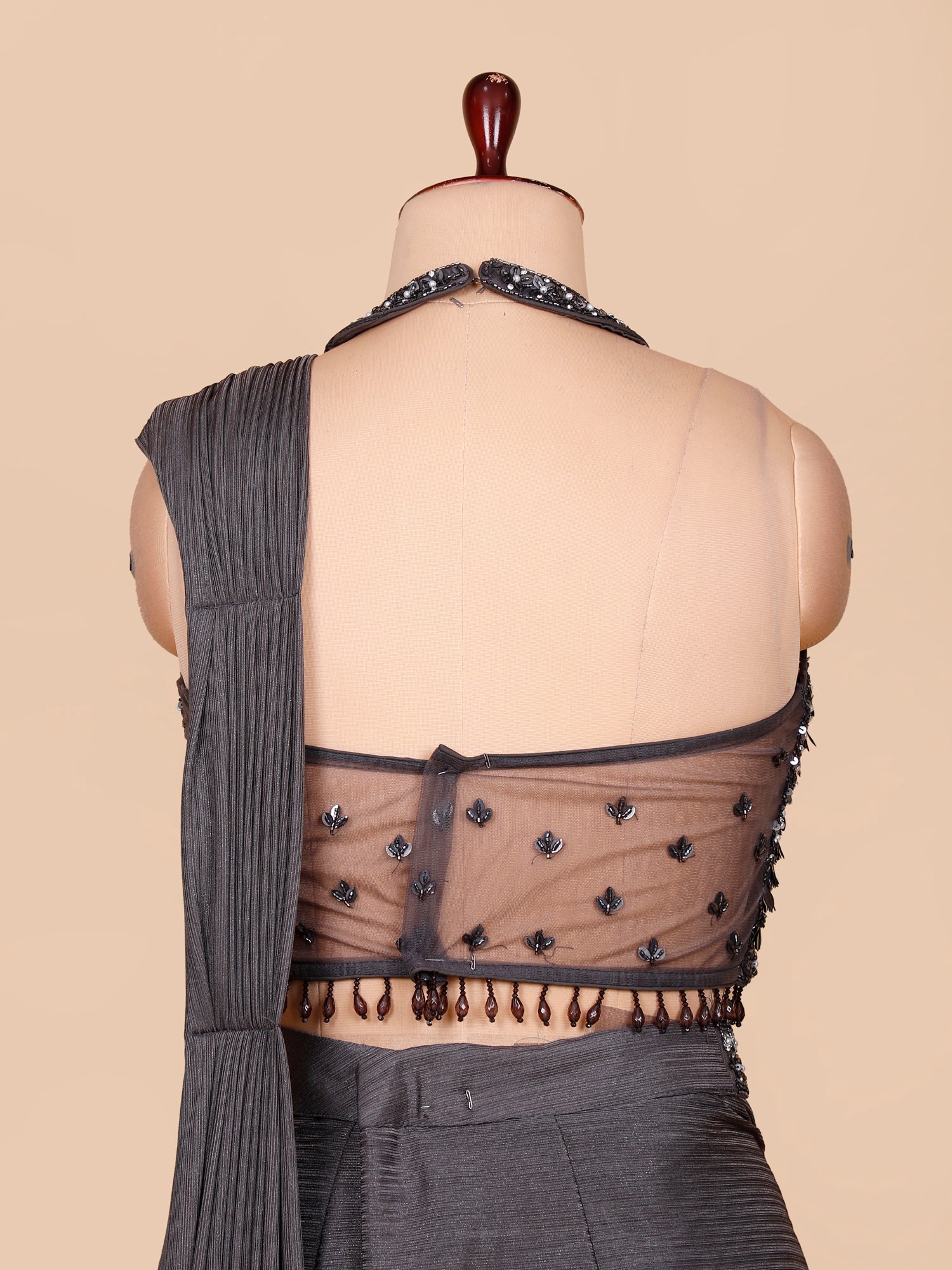 Graphite Glow Sequin Luxe Lycra Saree