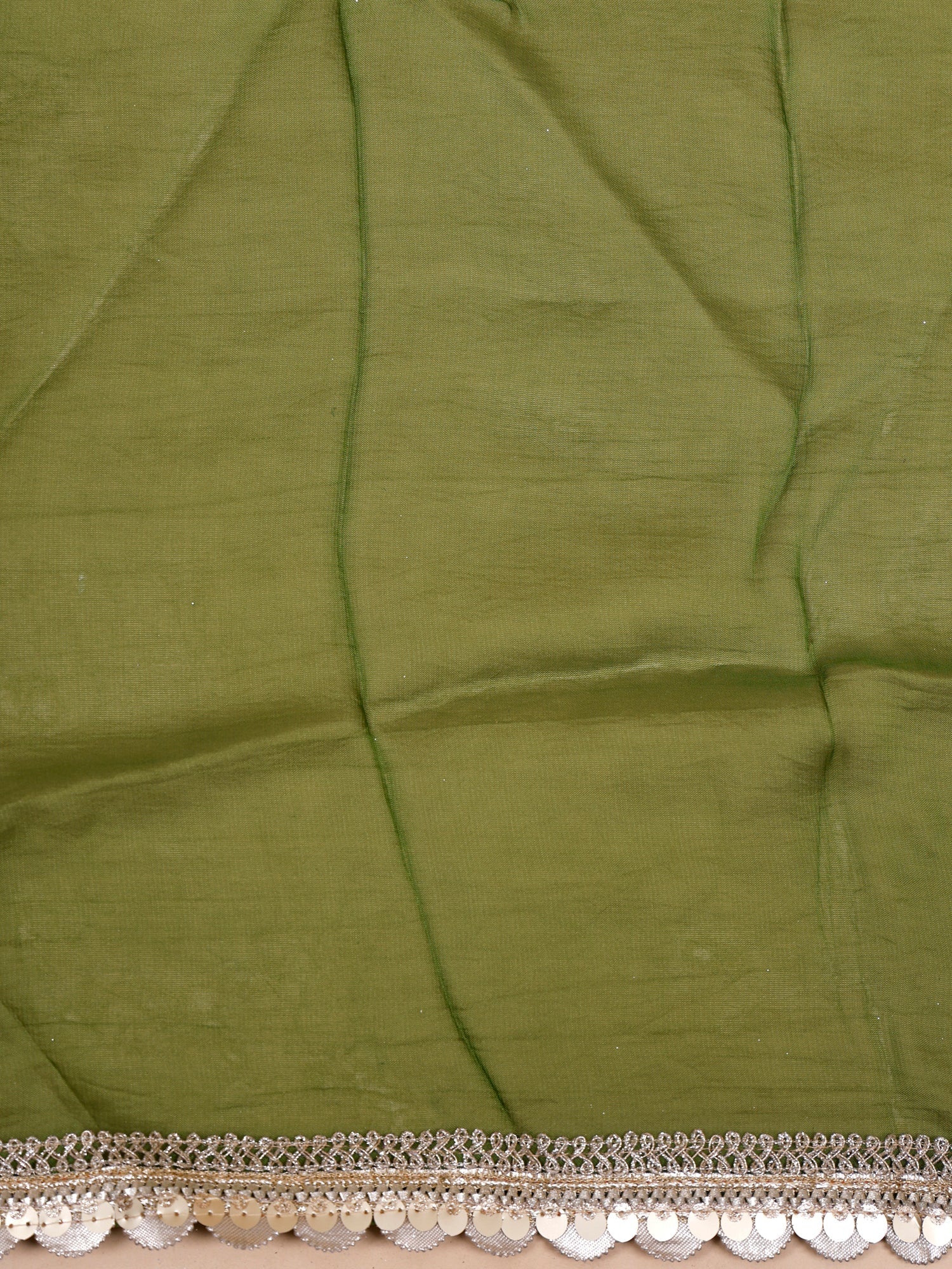 Green Whisper Crepe Silk Lehenga with Subtle Kashmiri Gota