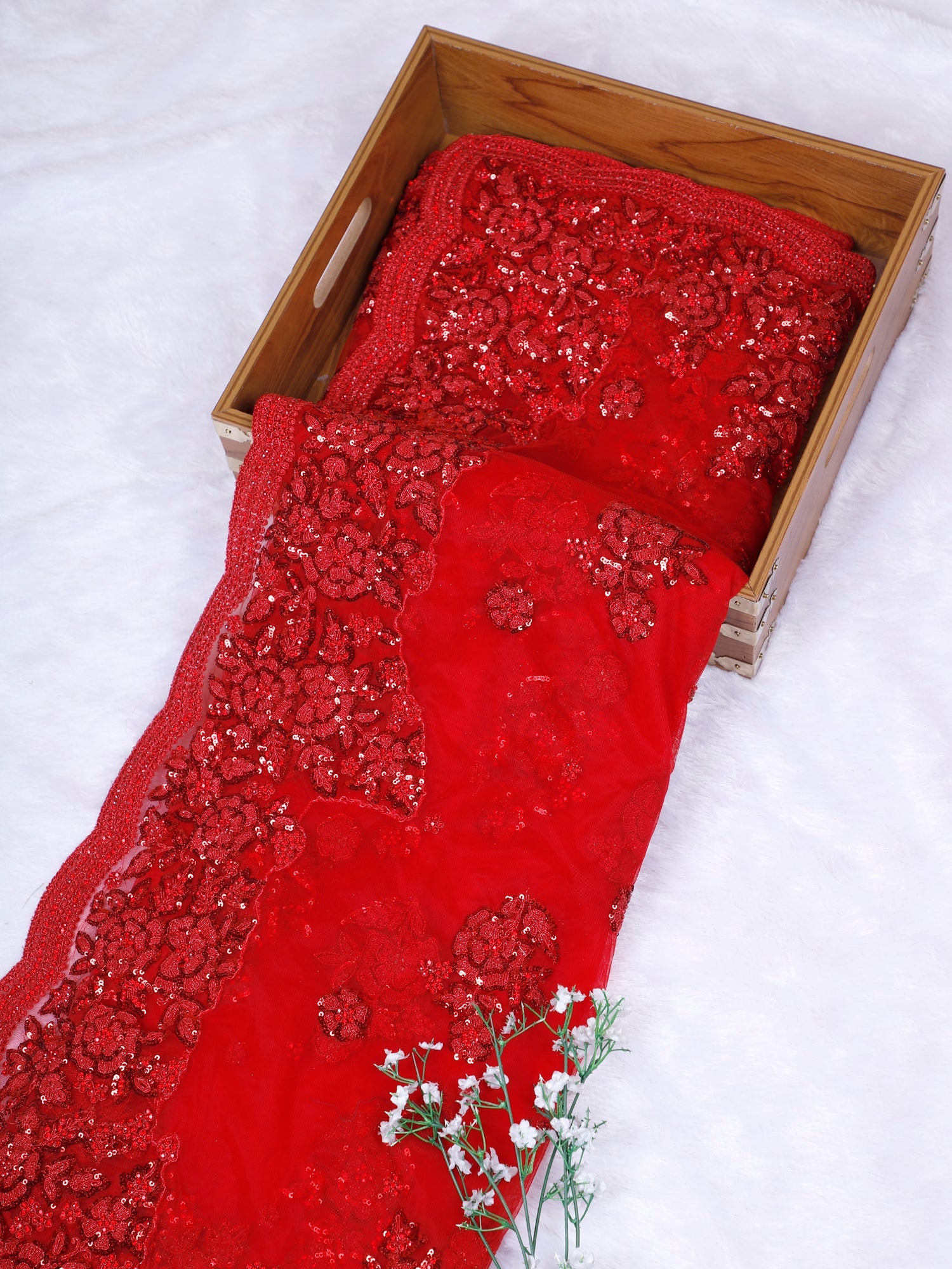 Red Noor-e-Almas Net Saree