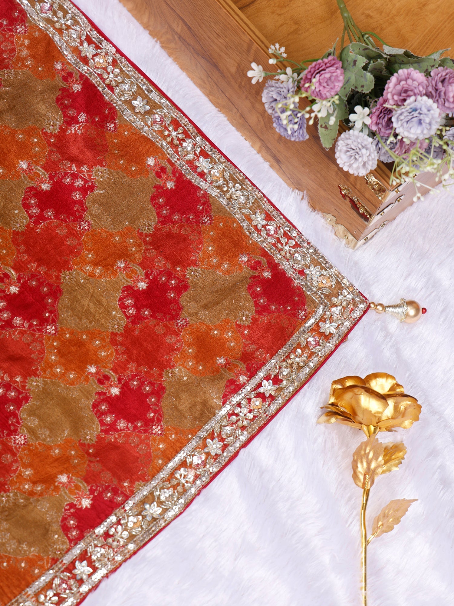 Red Ruby Veil Crepe Silk Saree