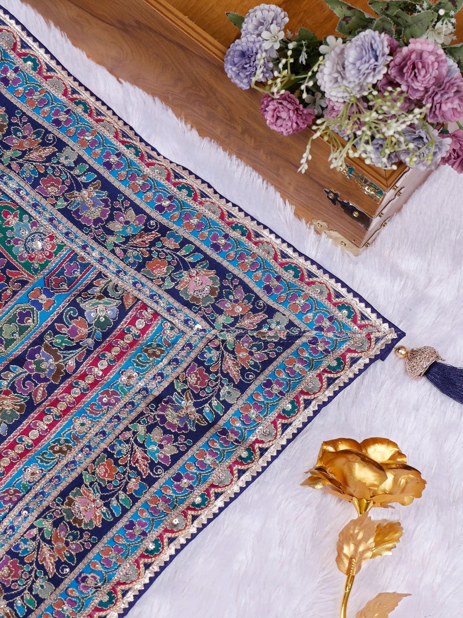 Multi Taj-e-Rang Chinon Saree