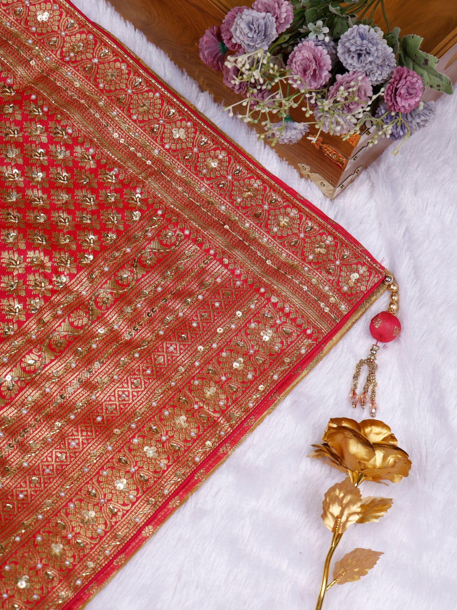 Multi Jewel Glow Silk Saree With Sequins