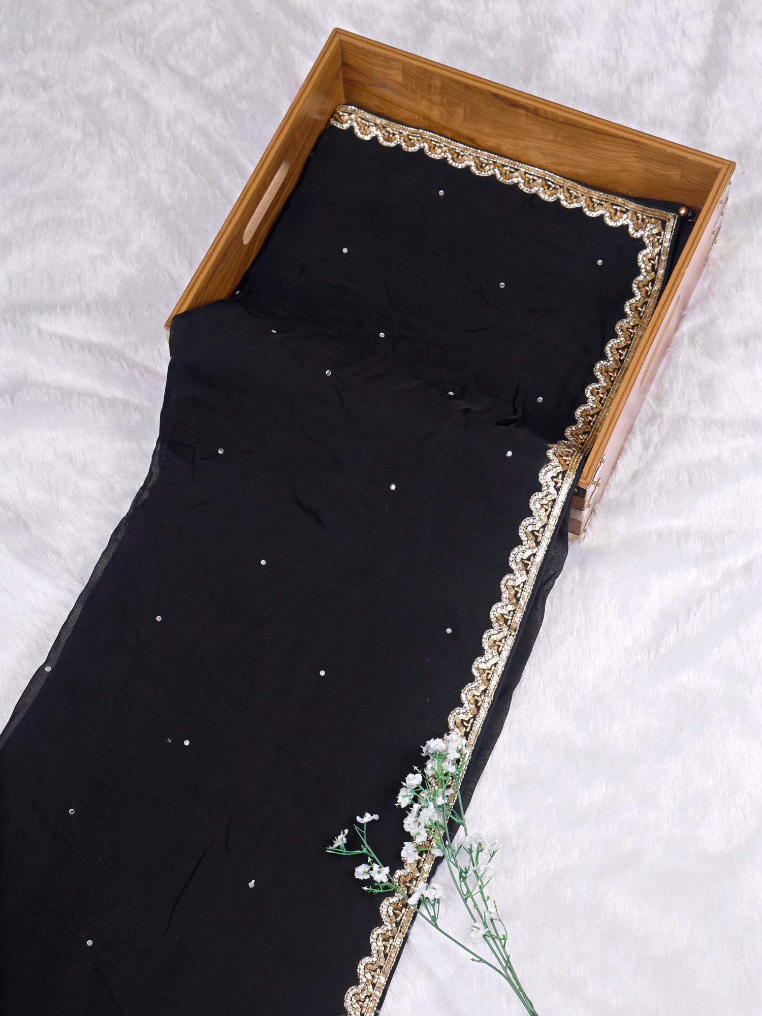 Black Imperial Veil Georgette Saree