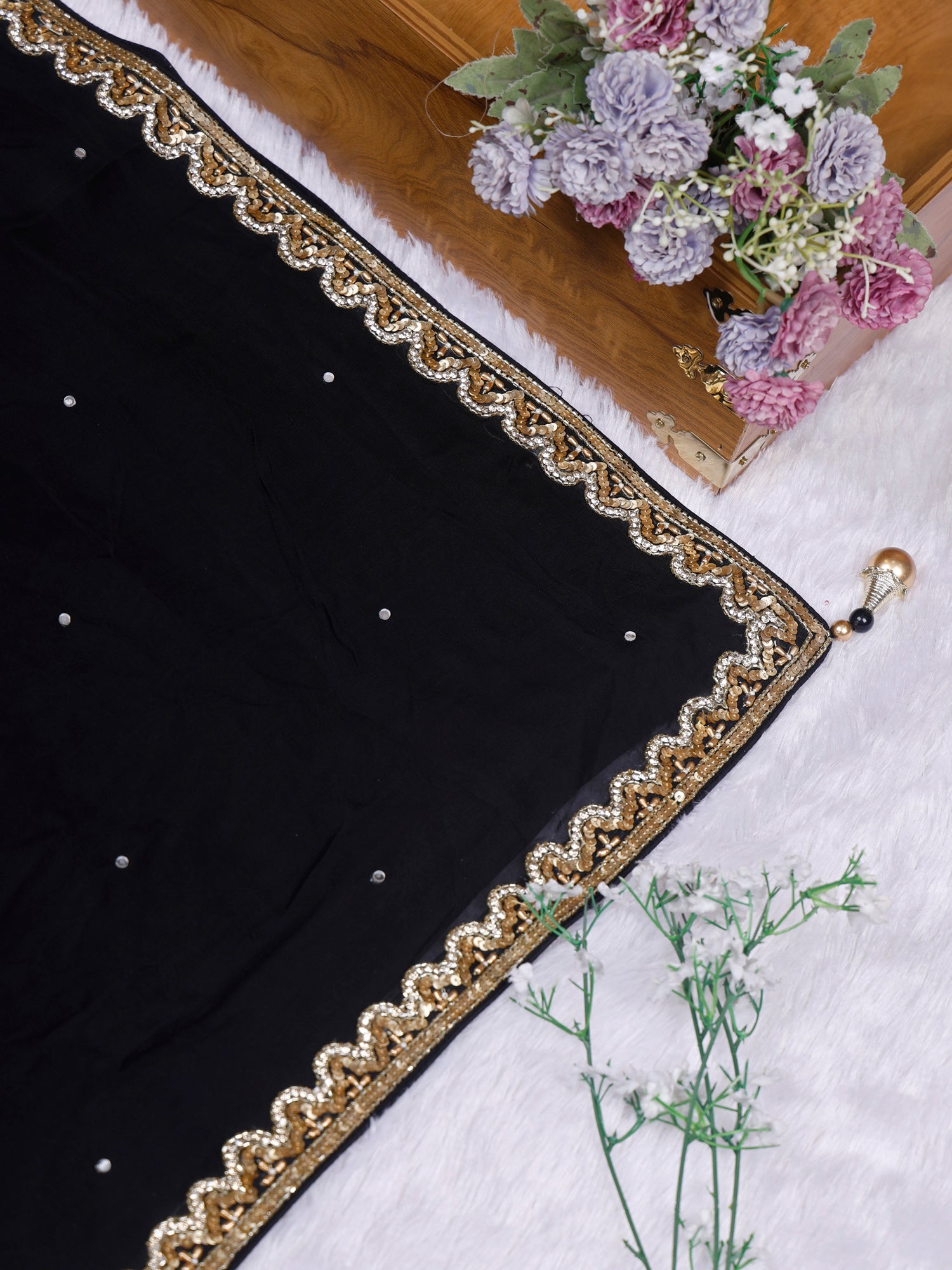 Black Imperial Veil Georgette Saree