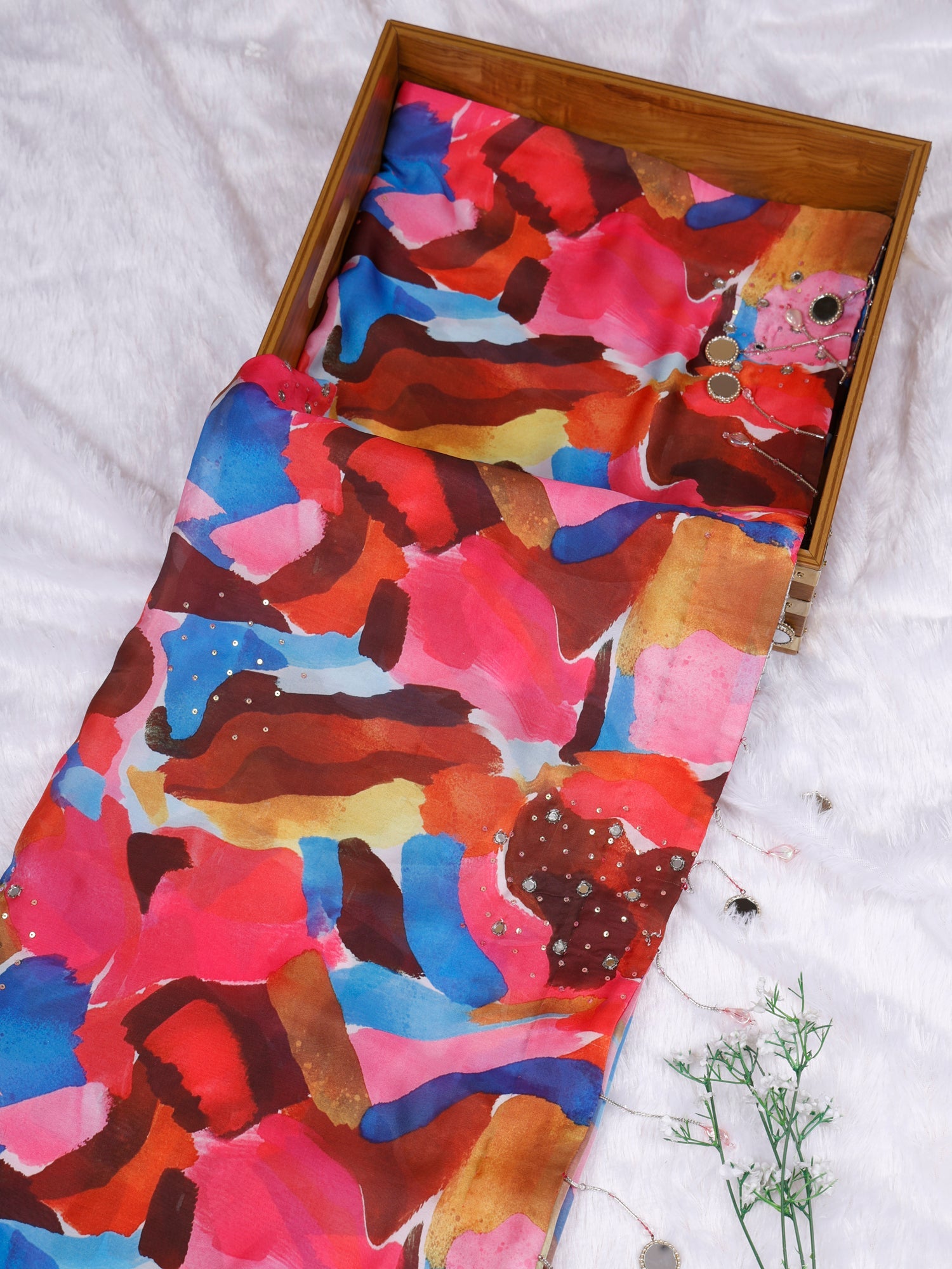 Multi Zehraani Mirror Crepe Drape