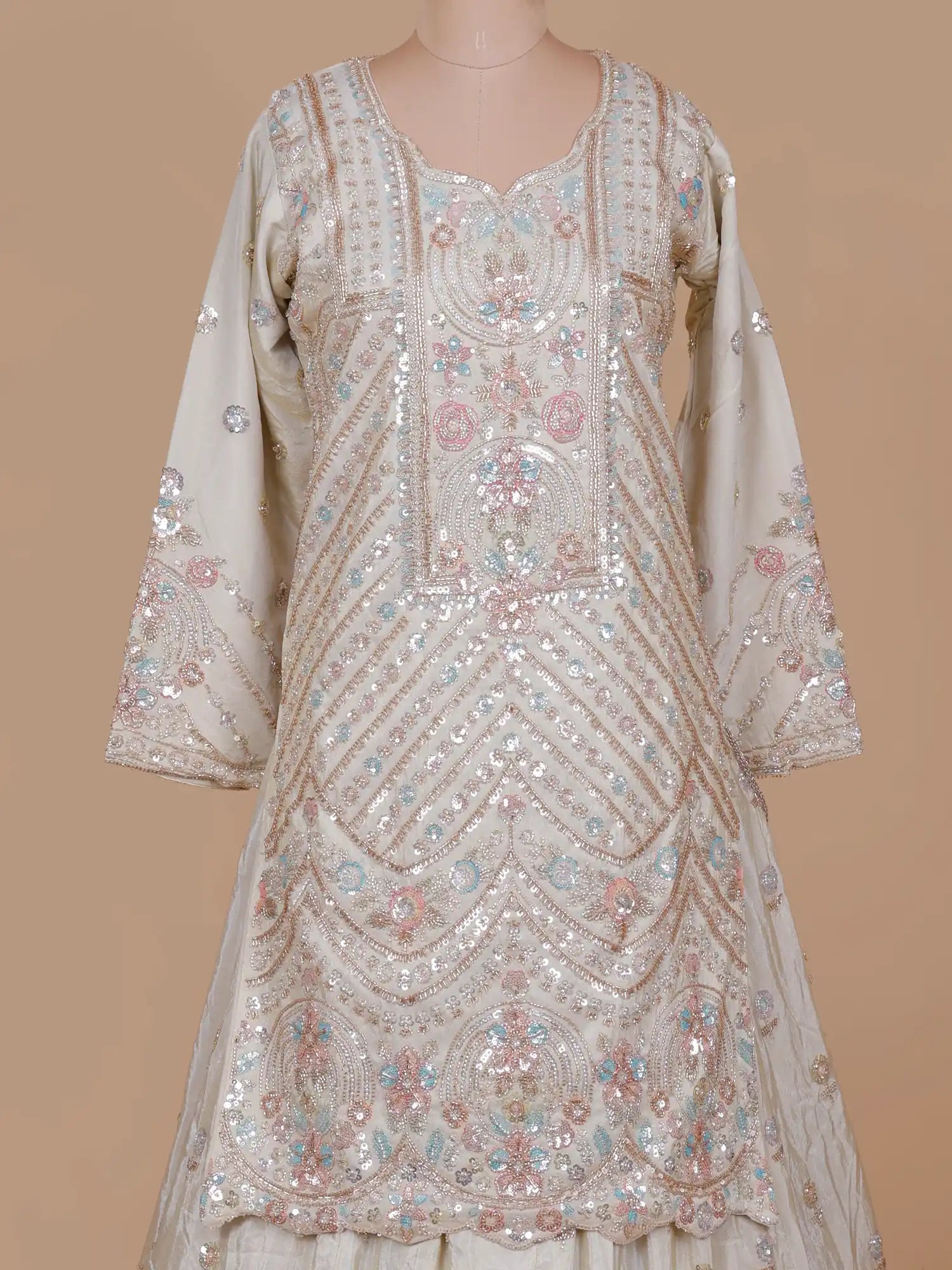 Elegant Off White Organza Farshi Lehenga Choli For Traditional Celebrations
