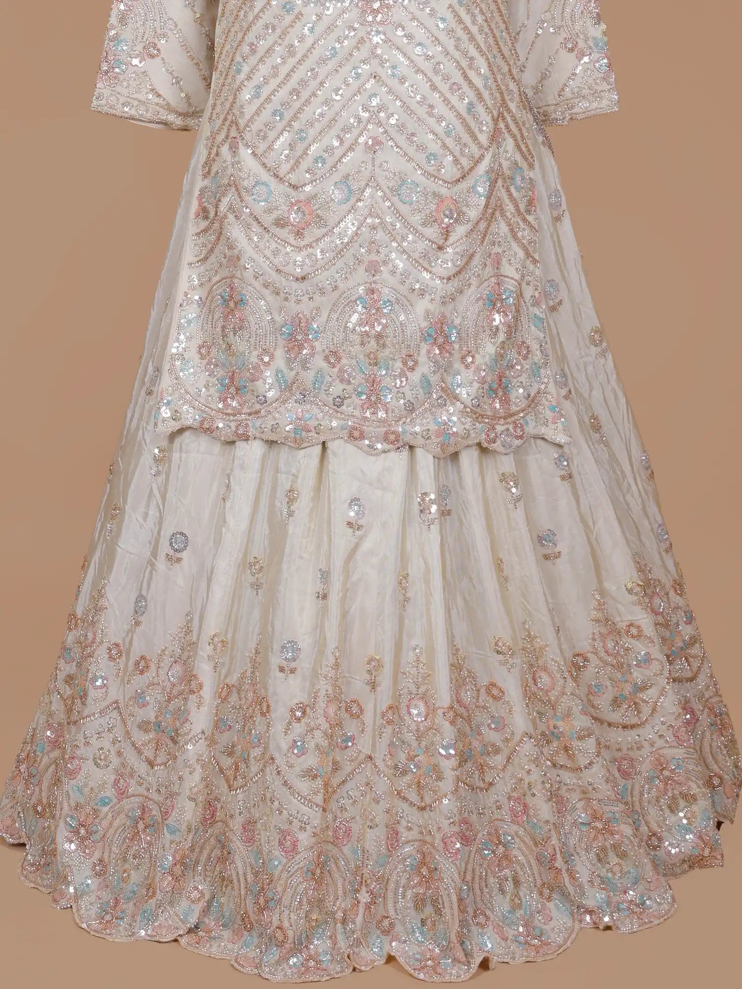 Elegant Off White Organza Farshi Lehenga Choli For Traditional Celebrations