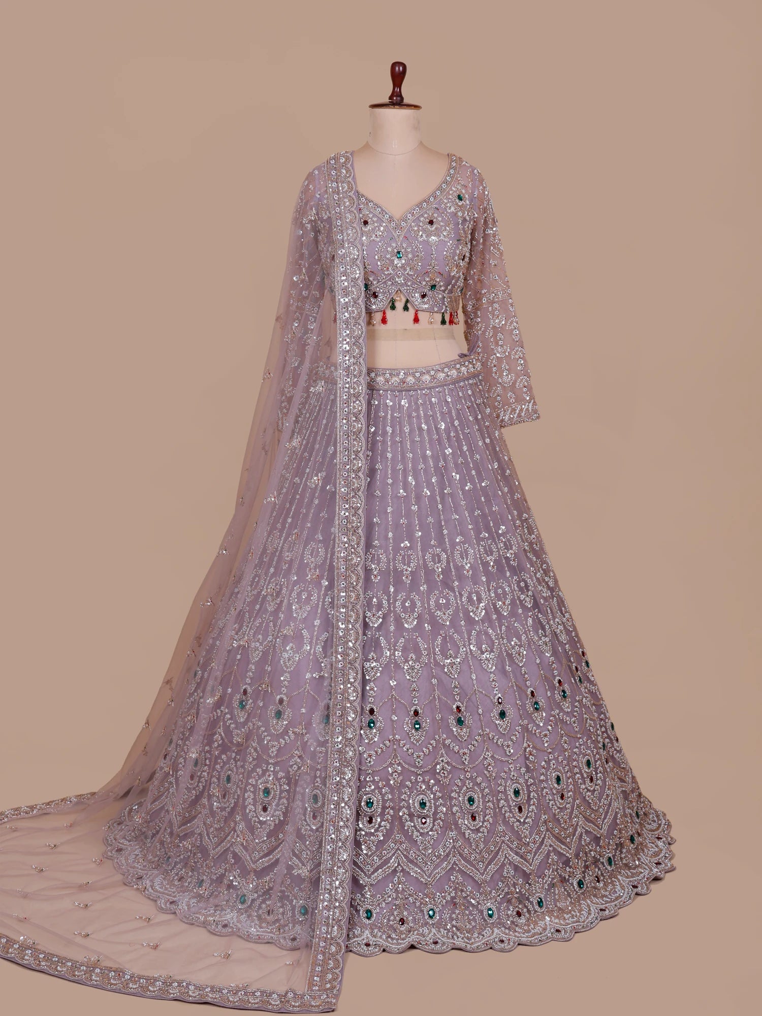 Get Luxury Onion Pink Designer Lehenga Adorned With Stone Sequin Work