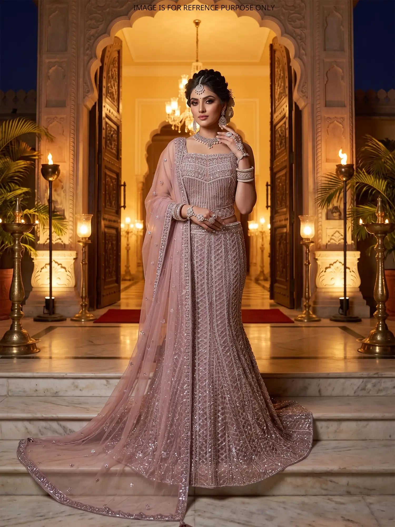 Onion Pink Fishcut Lehenga With Beads Work For Special Occasions
