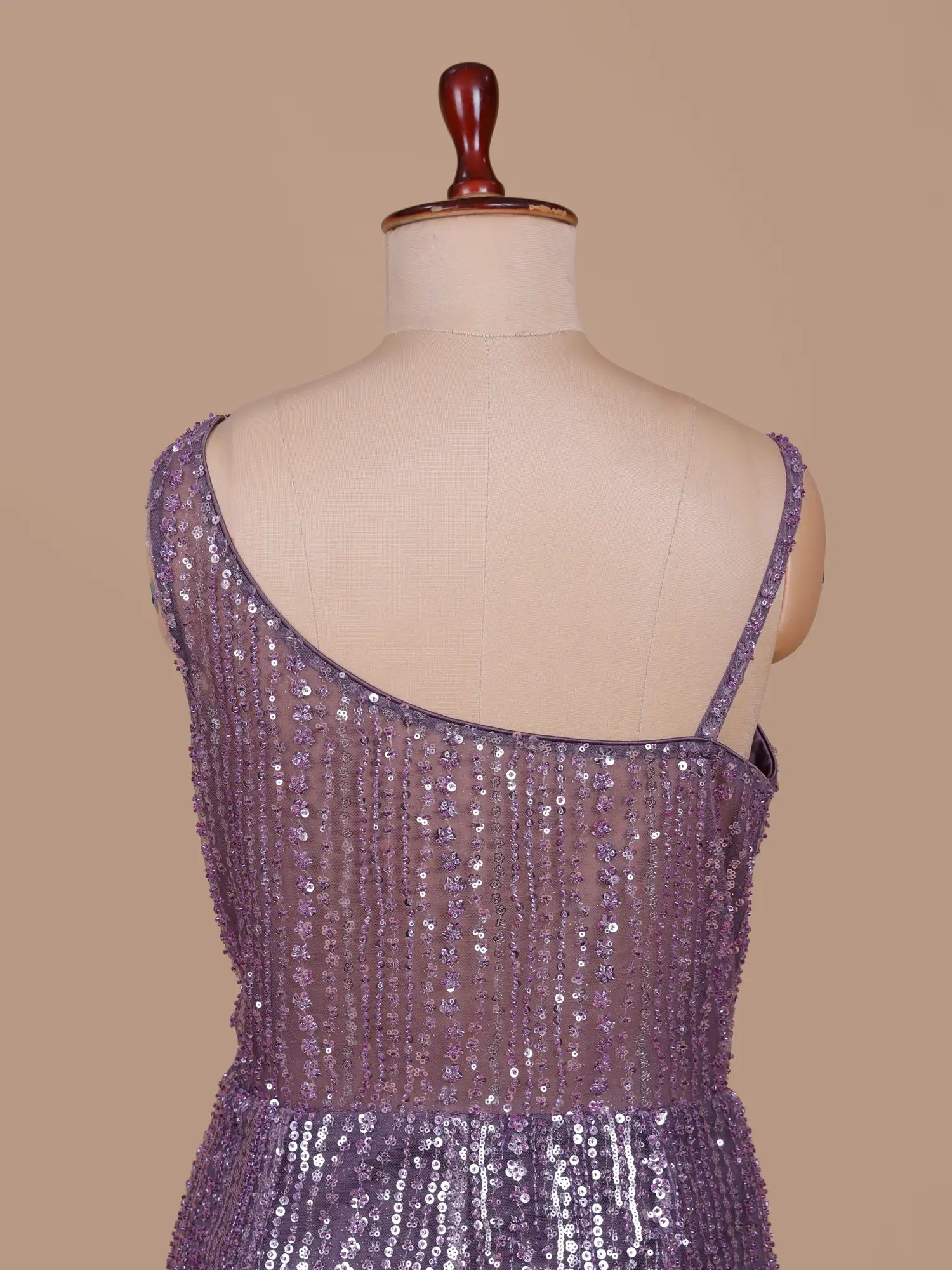Designer Purple Net Mermaid Gown Crafted For Grand Occasions