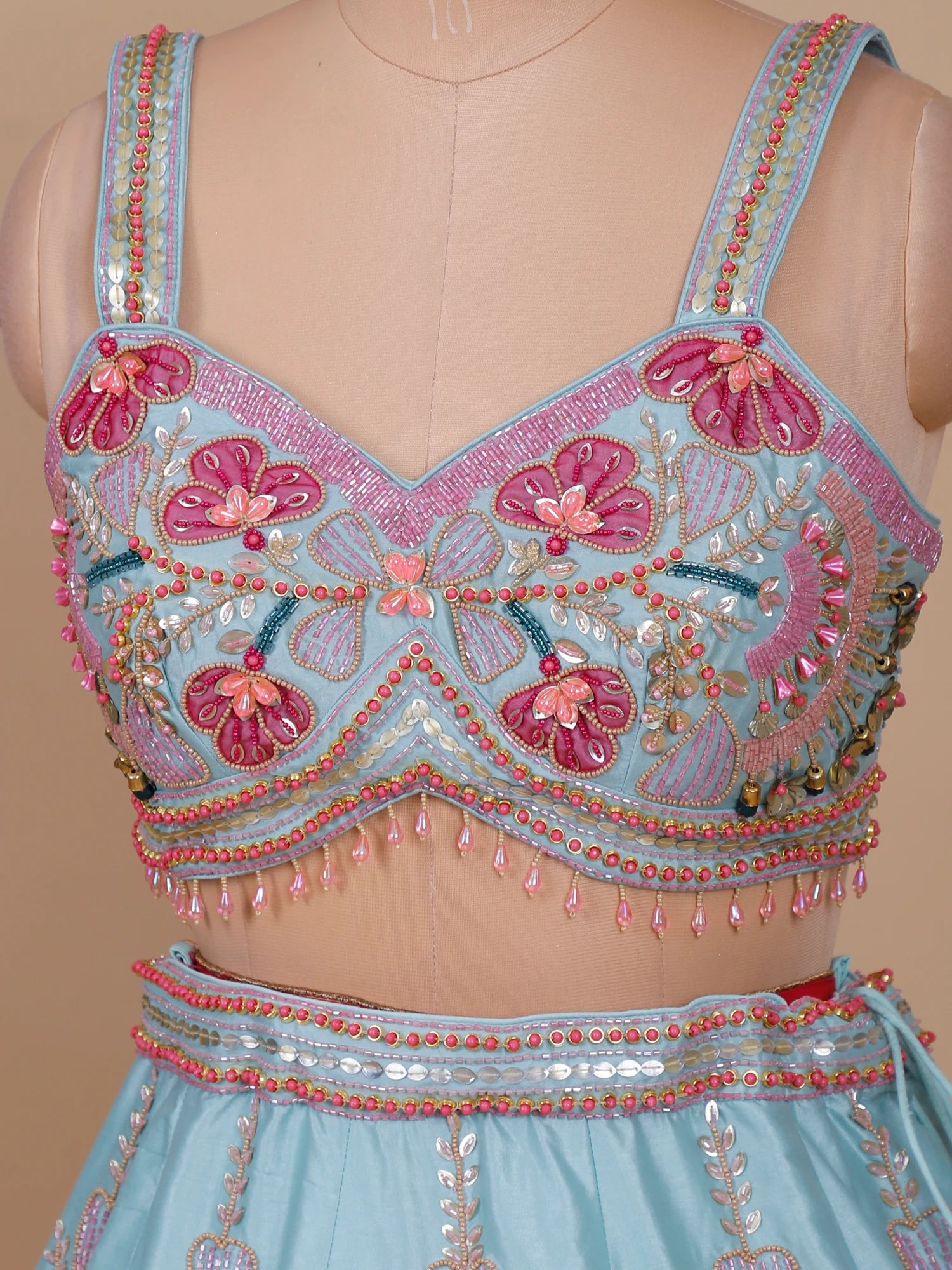 Sky Blue Party Wear Lehenga with Premium Sequin Detailing