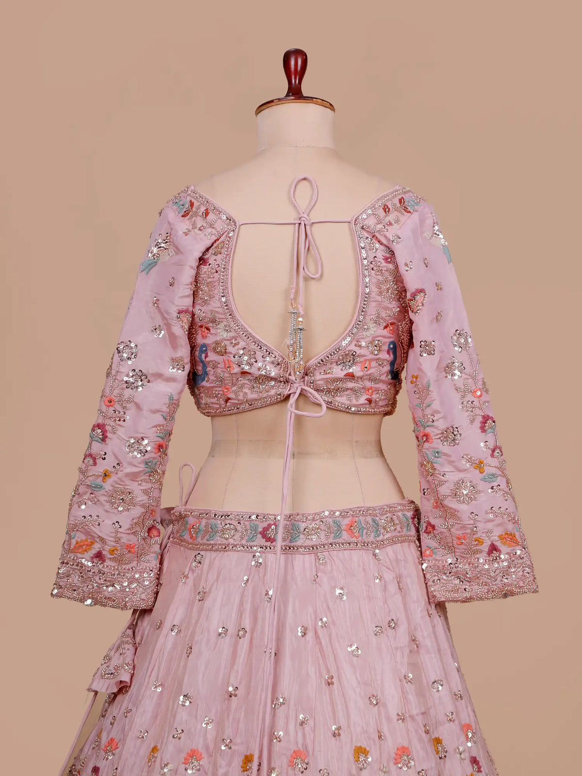 Enchanting Pink Shimmer Silk Lehenga Choli Featuring Peacock And Tree Detailing