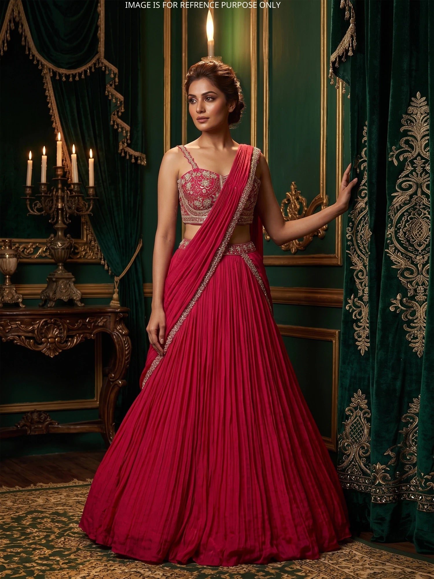 Pink Ethnic Glam Lehenga Crafted In Chinon With Elegant Sequin Work