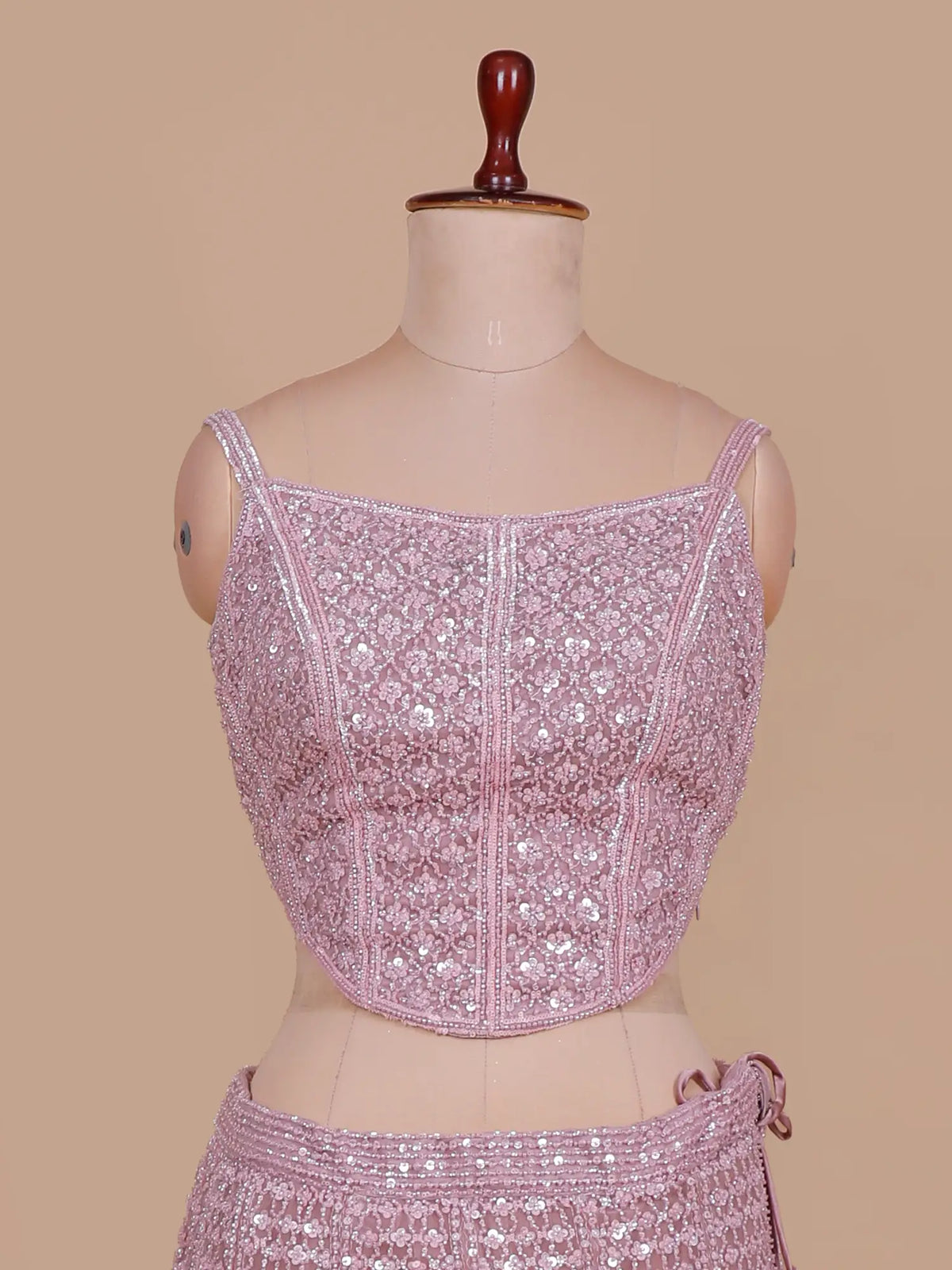 Rosy Pink Net Mermaid Fishcut Lehenga Featuring Beads Work