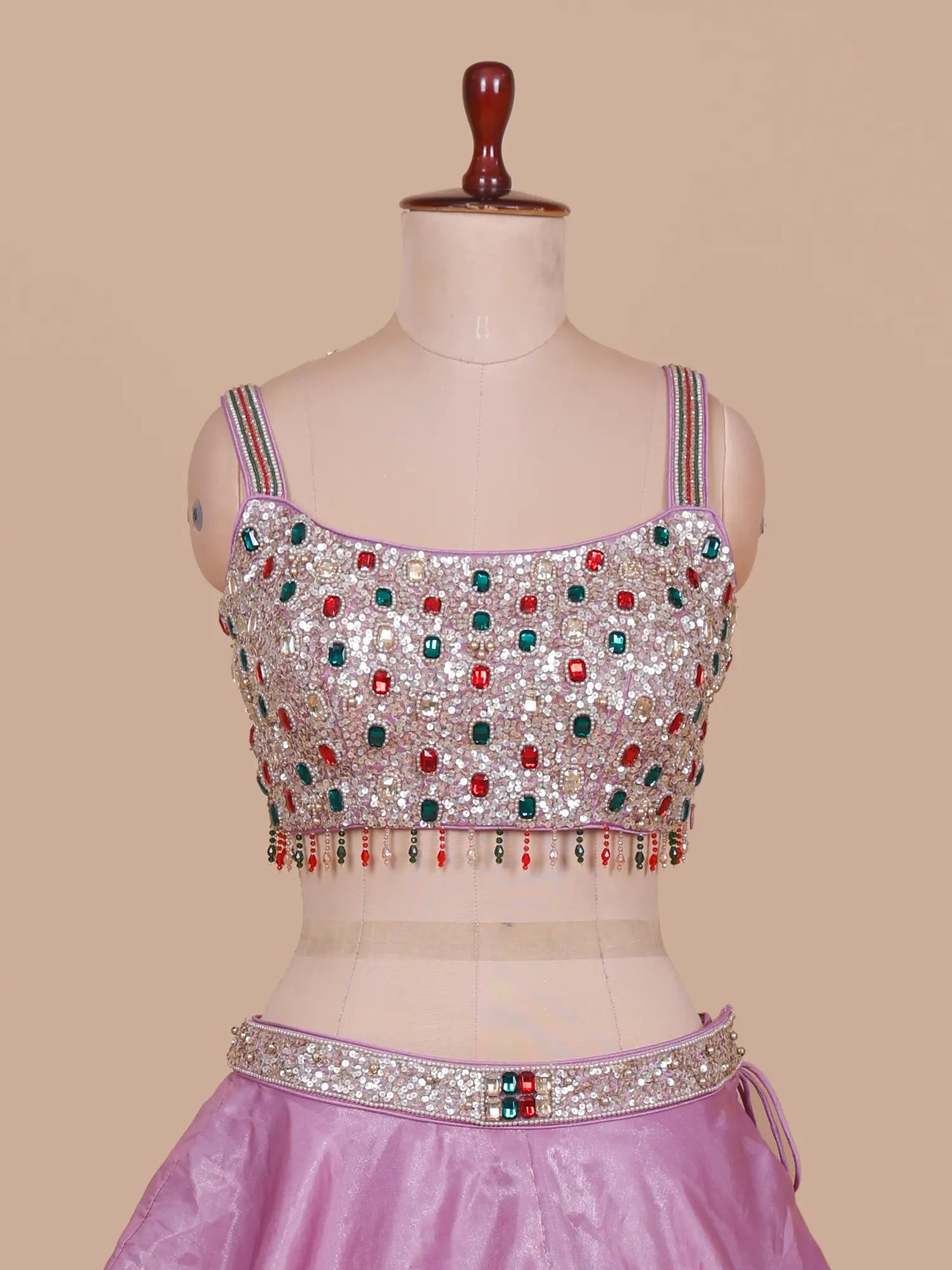 Get Modern Pink Organza Contemporary Lehenga With Chic Pearl Stone Accents