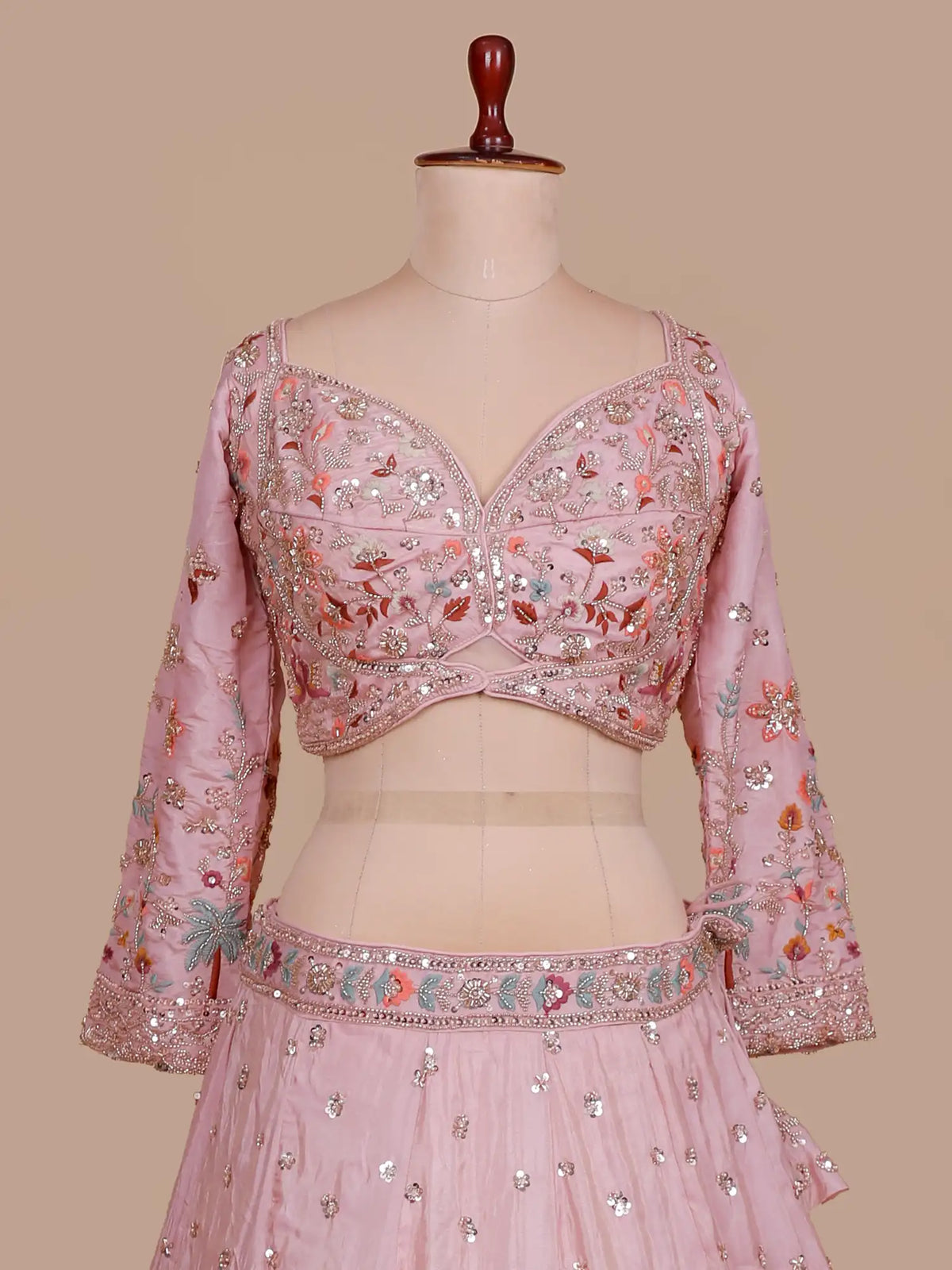 Enchanting Pink Shimmer Silk Lehenga Choli Featuring Peacock And Tree Detailing
