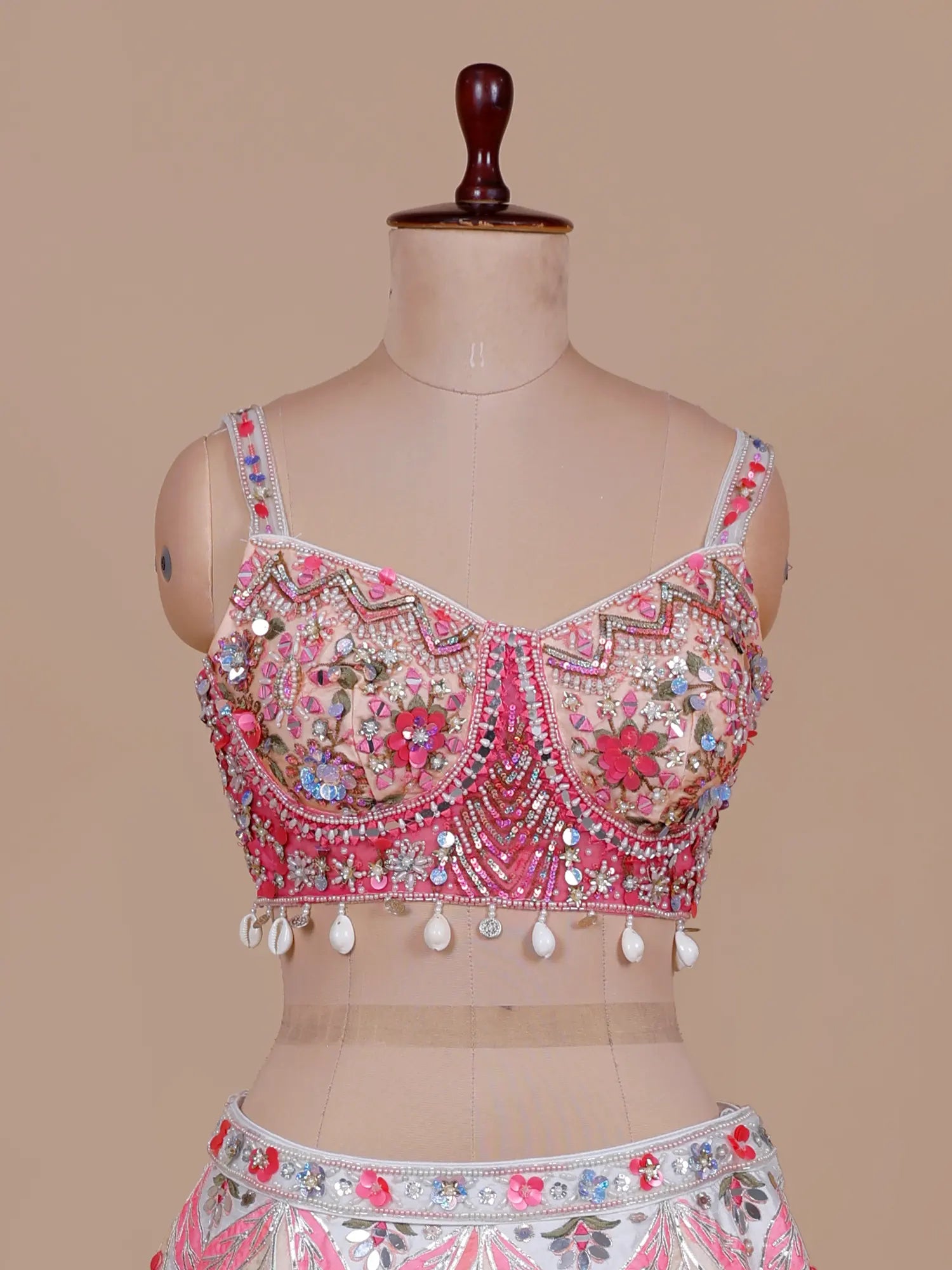 Pink White Luxe PDP-Inspired Designer Silk Lehenga Online