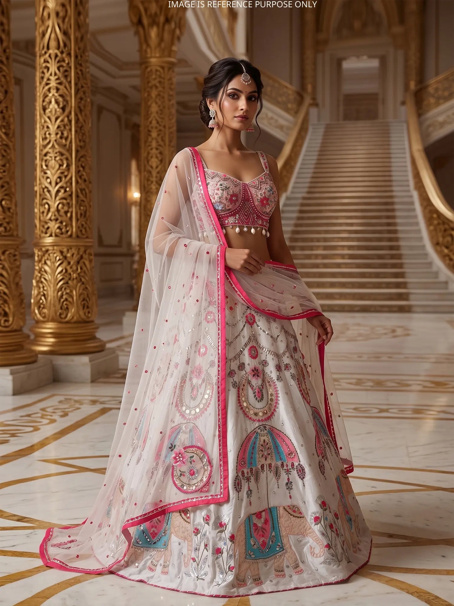 Pink White Luxe PDP-Inspired Designer Silk Lehenga Online