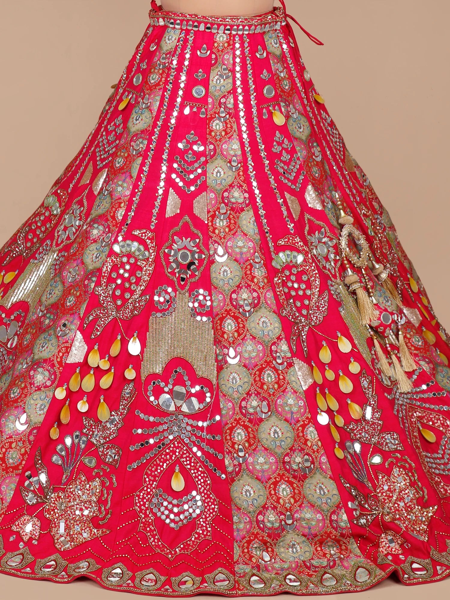 Pink Raw Silk Dilruba Sequin lehenga for festive wear