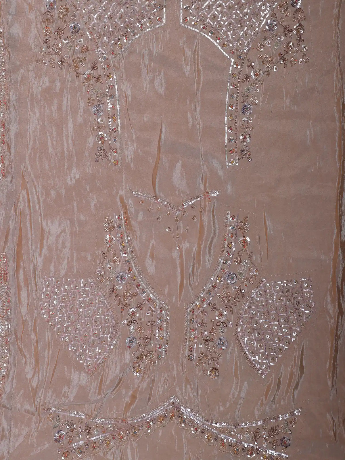 Beige Designer Lehenga Featuring Pastel Garden and Bird Motifs
