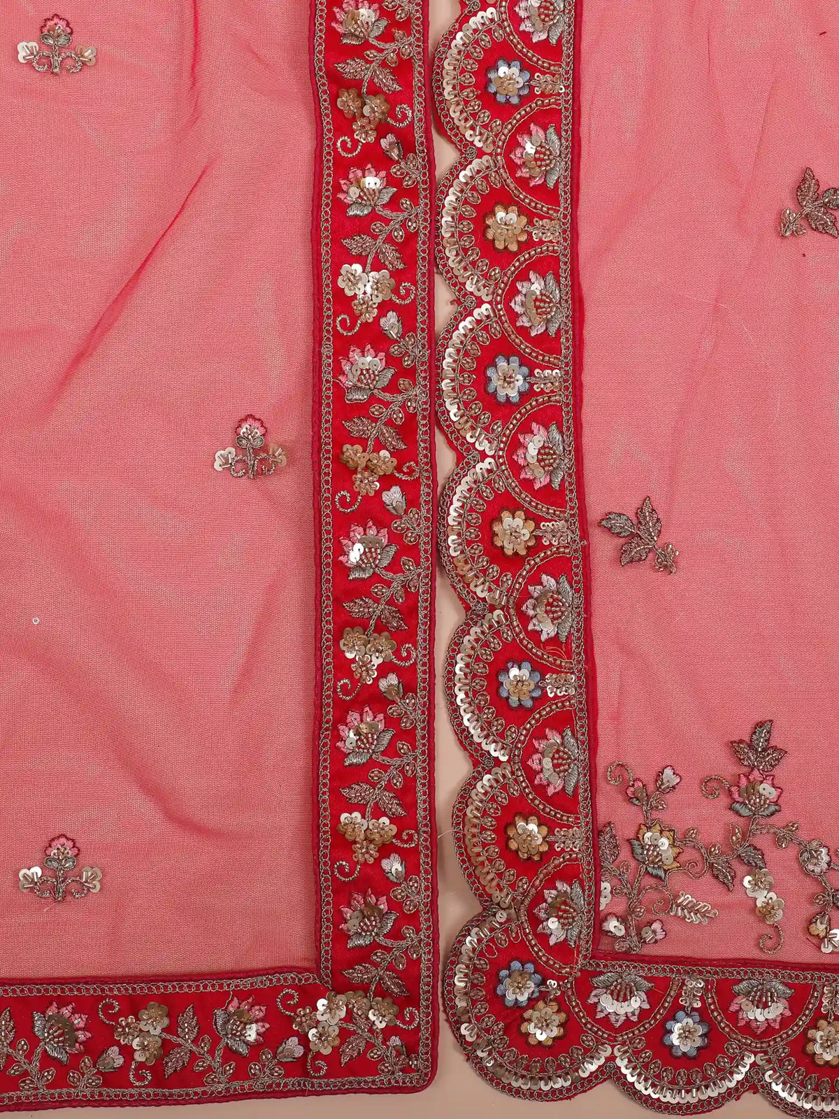 Rani Pink Silk Lehenga Featuring Bride Groom and Royal Palace Embroidery