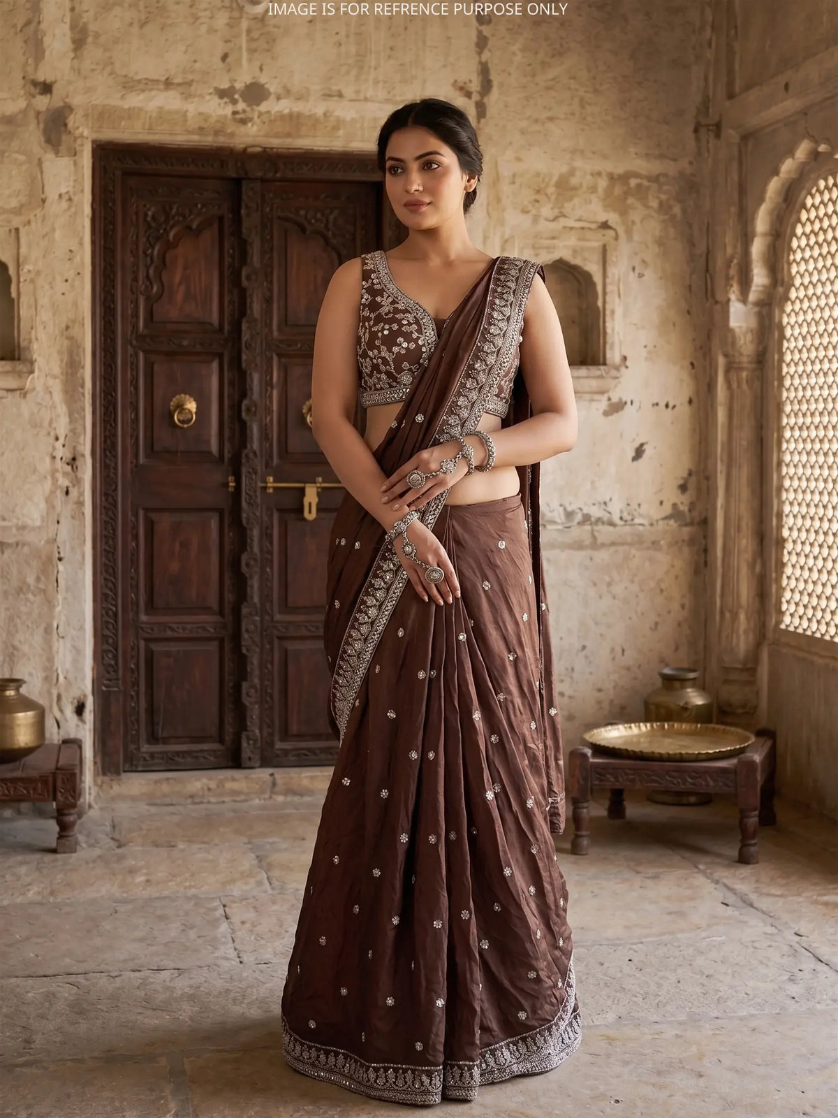 Premium Brown Party Wear Saree Wholesale Collection