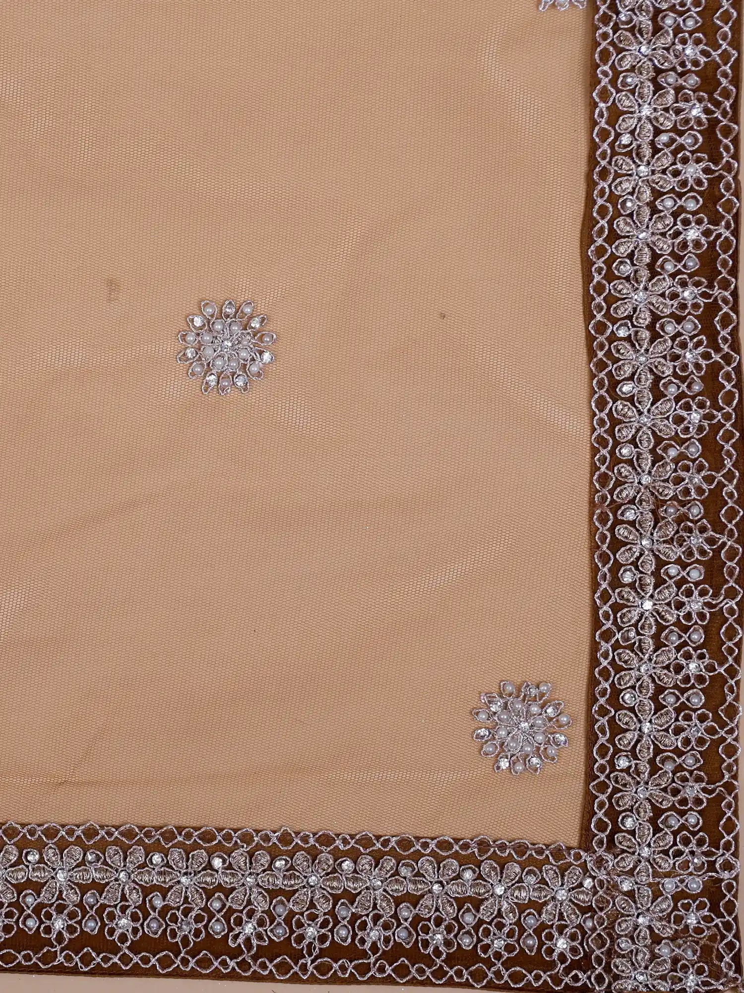 Shop Luxury Brown Net Lehenga Choli With Designer Embroidery For Wedding Functions